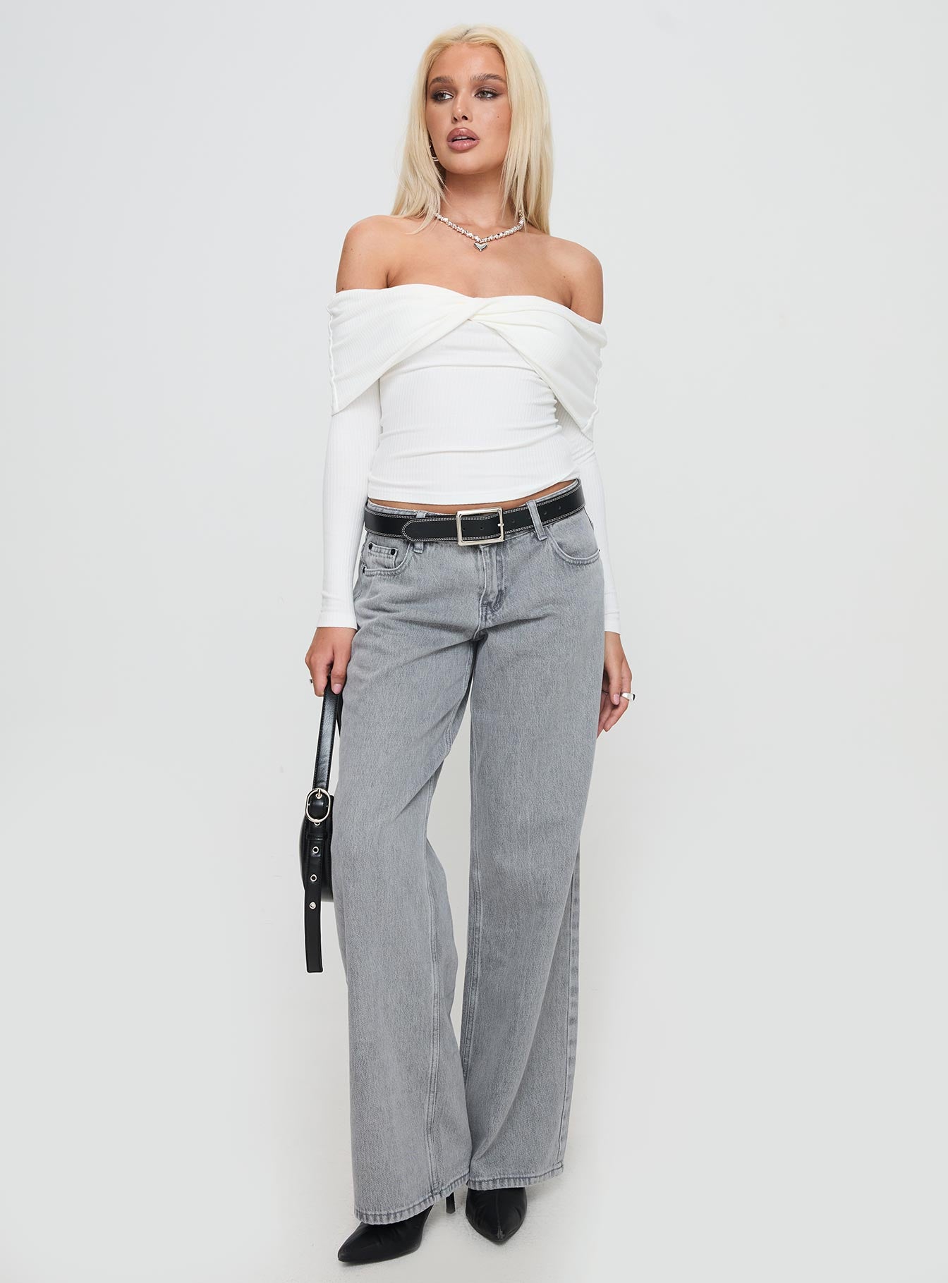 Myrina Long Sleeve Top White-Oh Mollys