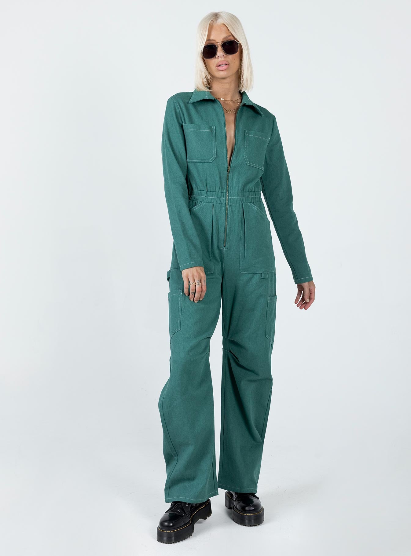 Miami Vice Boiler Suit Forest Green-Oh Mollys