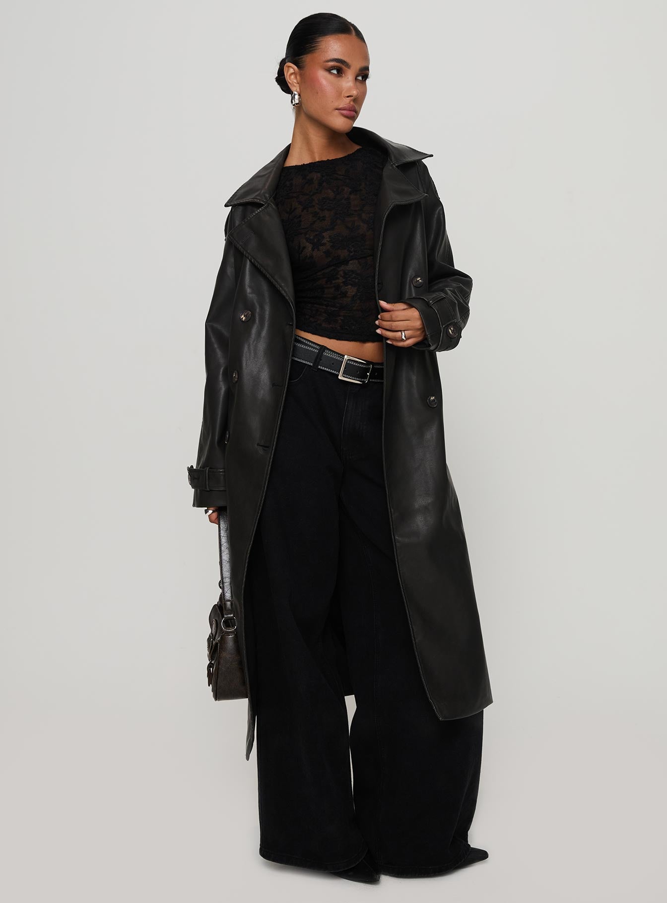 Day To Night Faux Leather Jacket Washed Black-Oh Mollys