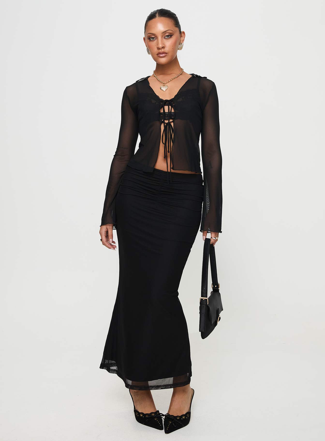 Colombo Maxi Skirt Black-Oh Mollys