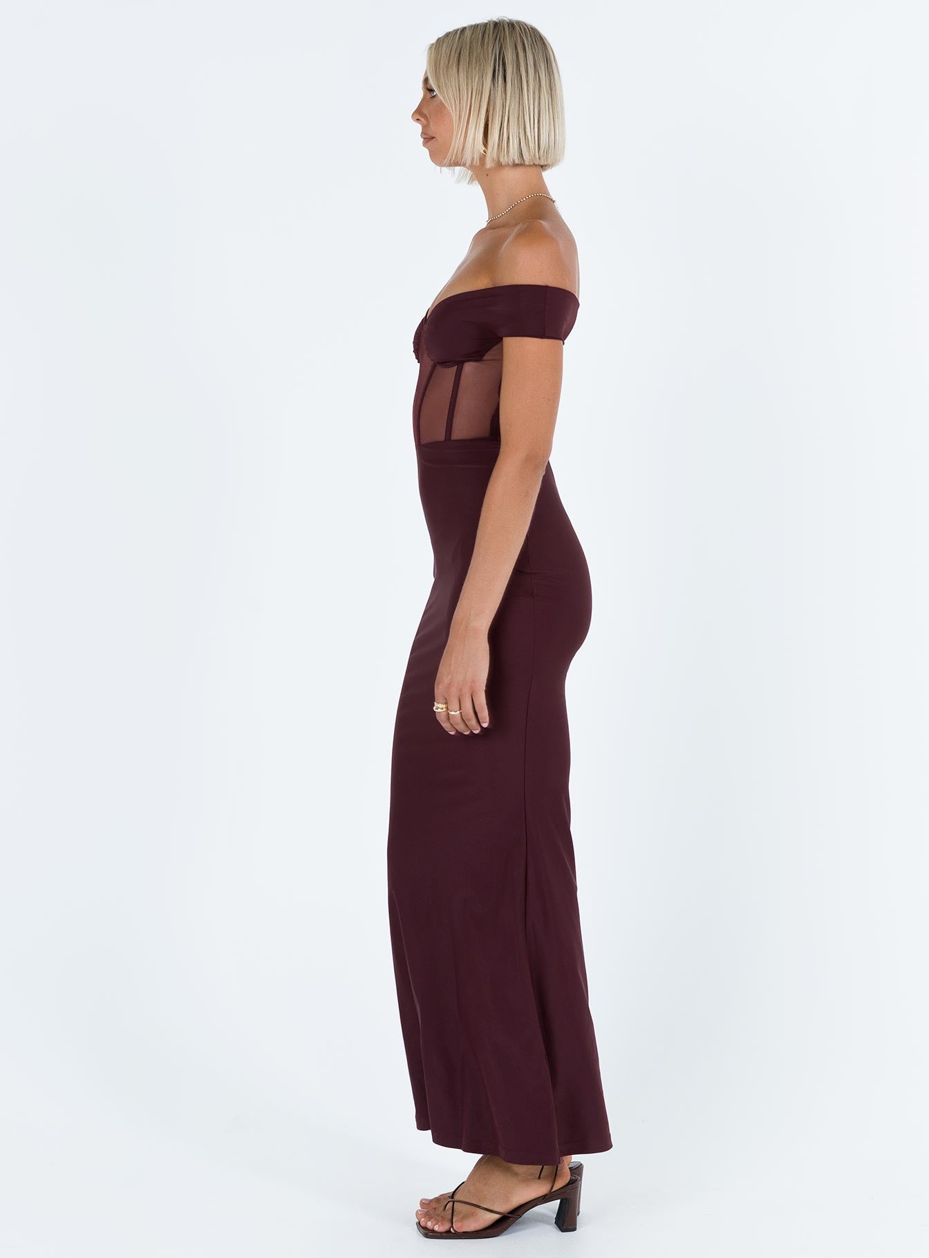 Cassady Off The Shoulder Maxi Dress Purple-Oh Mollys