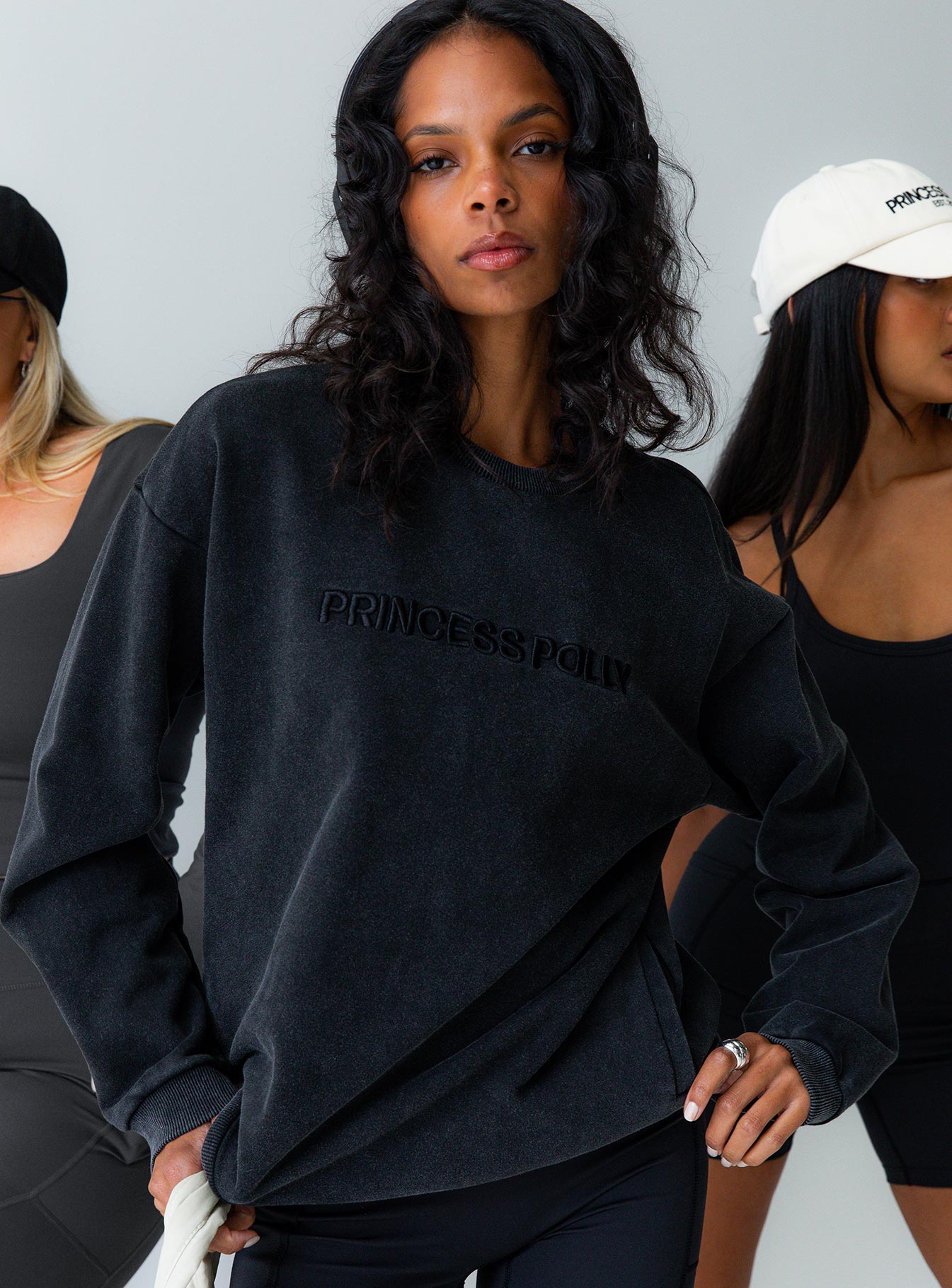 Fearlessness Activewear Crew Neck Sweatshirt Black-Oh Mollys