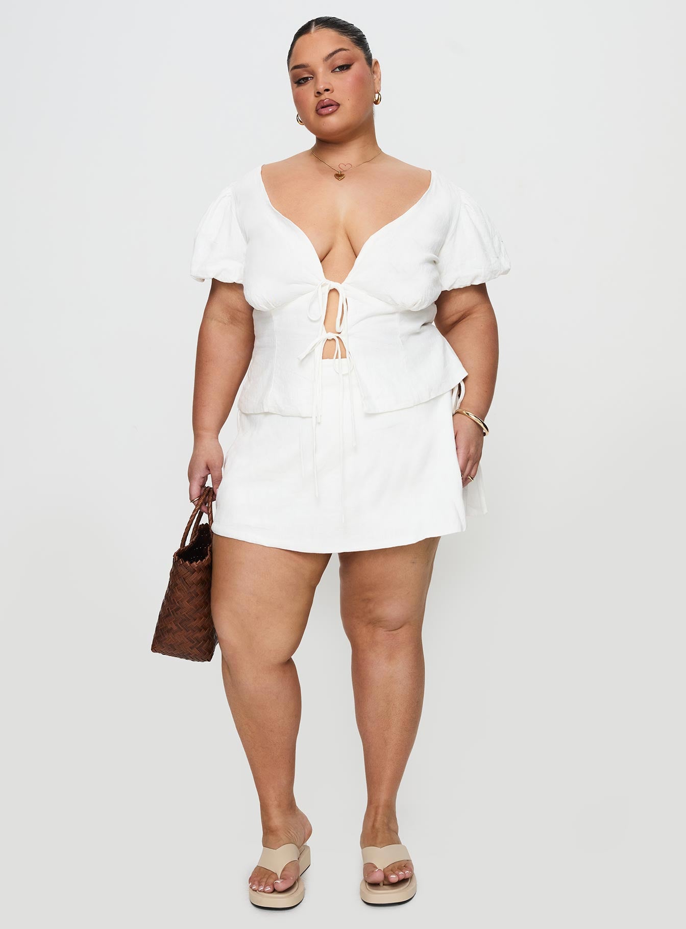 Gulliver Tie Side Mini Skort White Curve-Oh Mollys