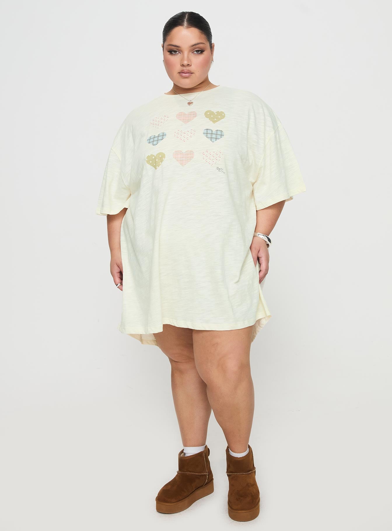 Heart Strong Nightie Sleep Dress Multi Curve-Oh Mollys