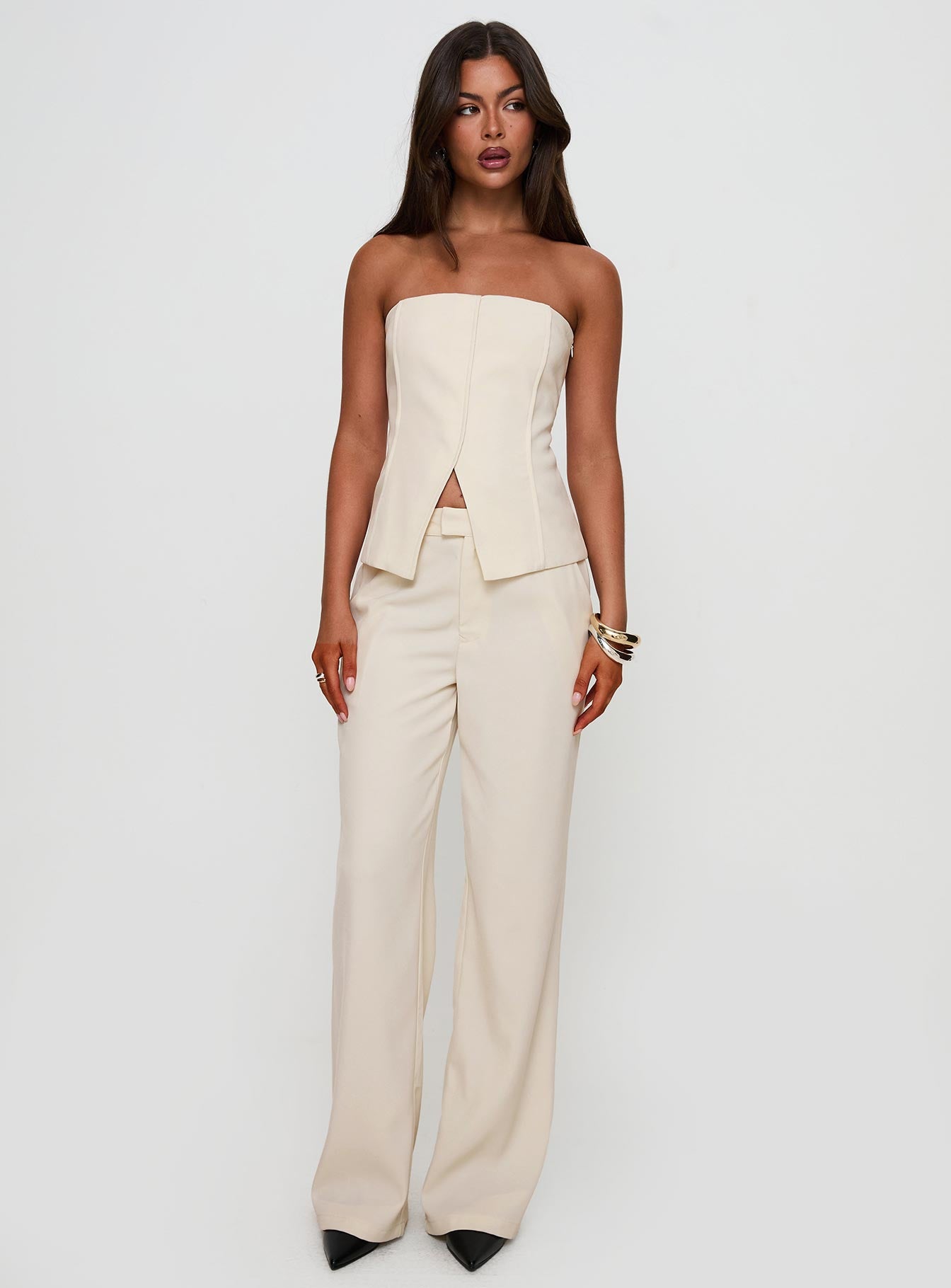 Lavish Living Strapless Top Cream-Oh Mollys