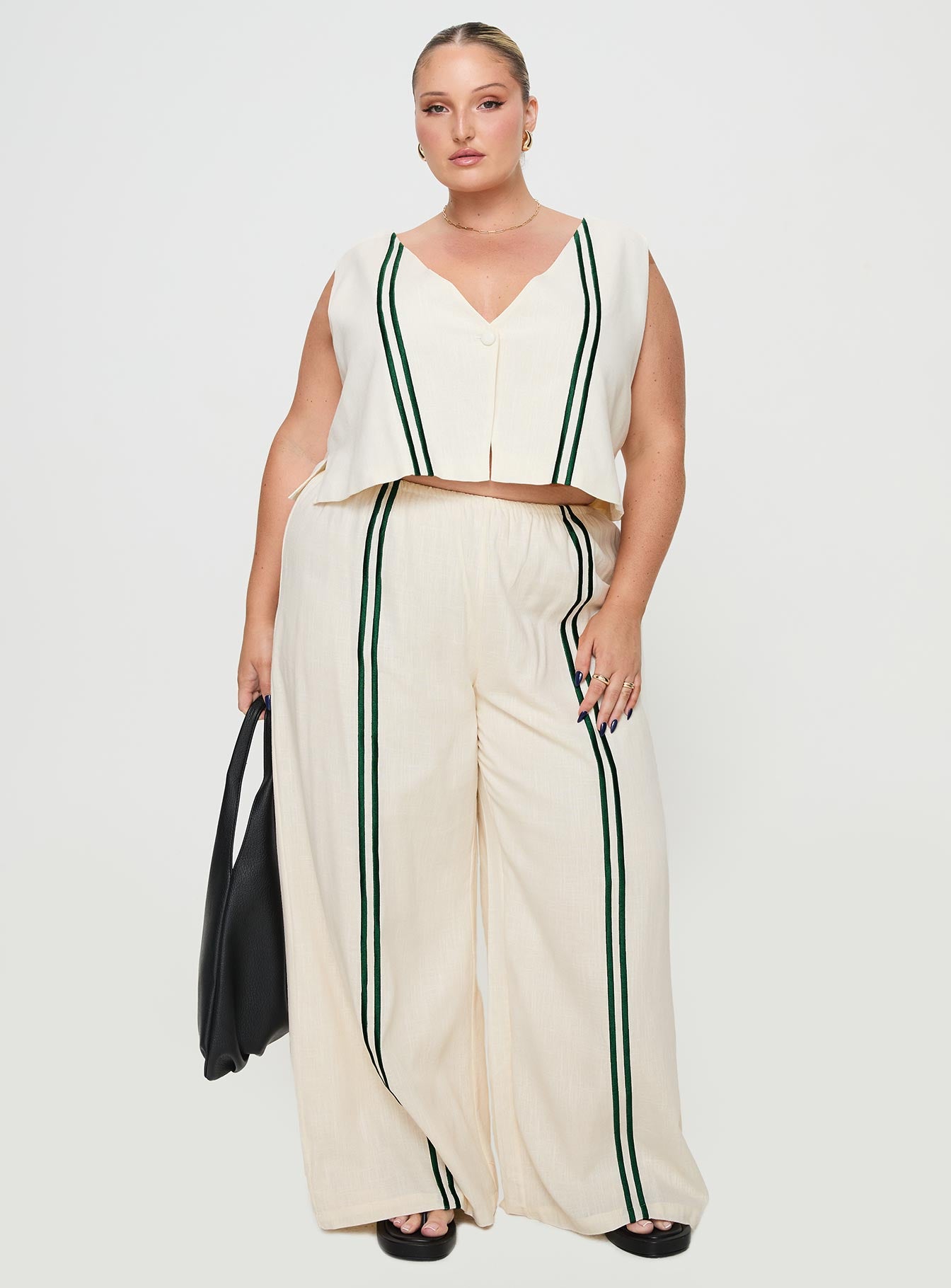 Heenny Vest Top White / Green Curve-Oh Mollys