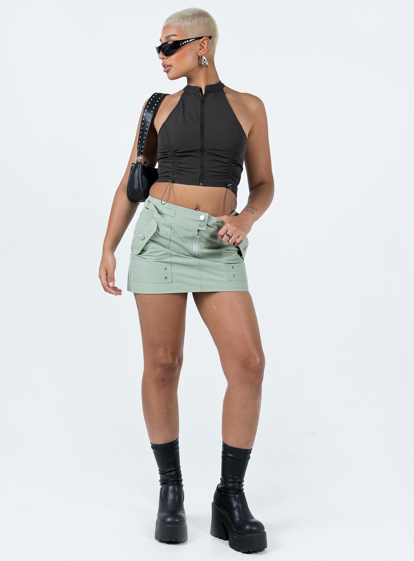 Knightley Cargo Mini Skirt Khaki-Oh Mollys