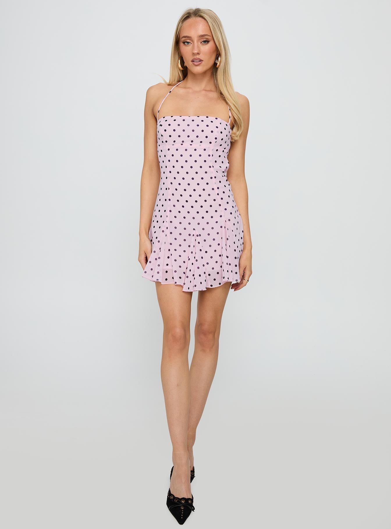 Delamere Mini Dress Pink / Black Polka-Oh Mollys