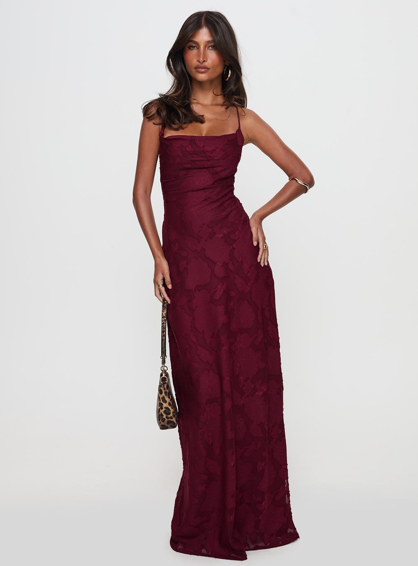 Celena Maxi Dress Burgundy Burnout Petite-Oh Mollys