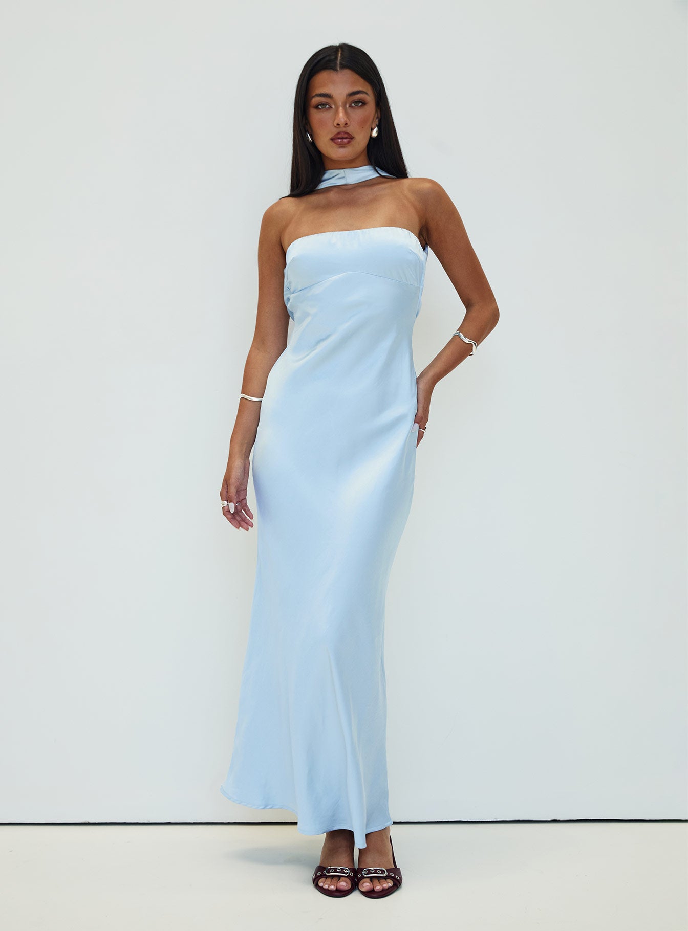 Legacies Strapless Maxi Dress Icy Blue Petite-Oh Mollys
