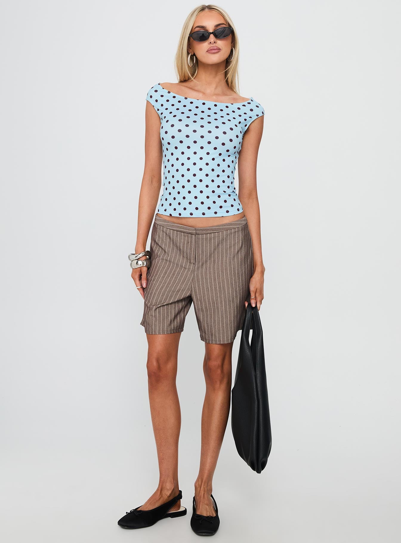 Cheirosa Off Shoulder Top Blue / Brown-Oh Mollys