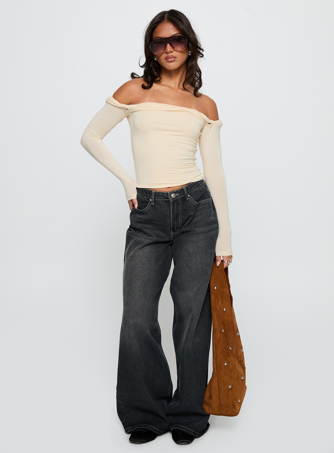 Dusky Long Sleeve Top Cream-Oh Mollys
