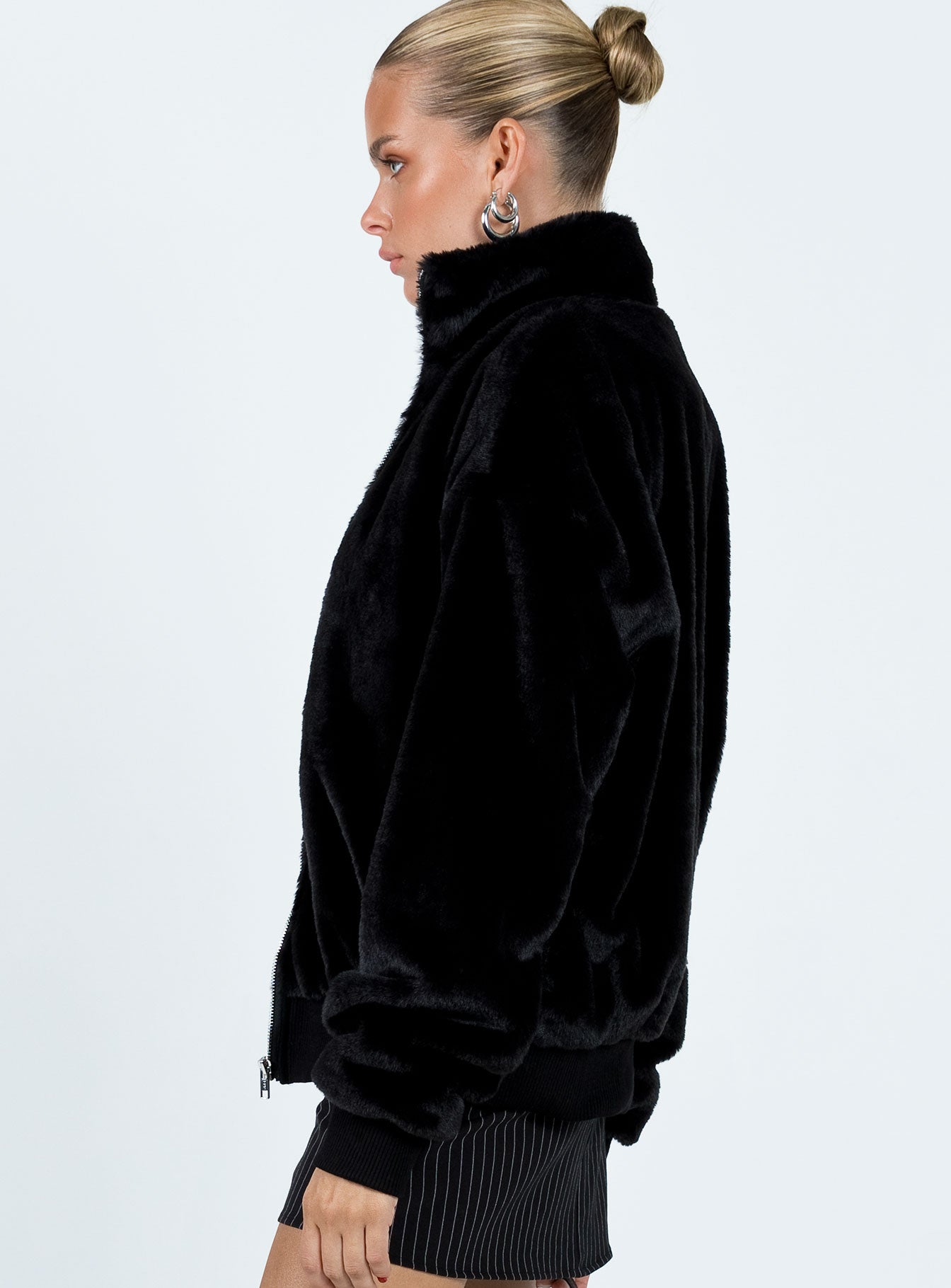 Cloyne Faux Fur Bomber Jacket Black-Oh Mollys