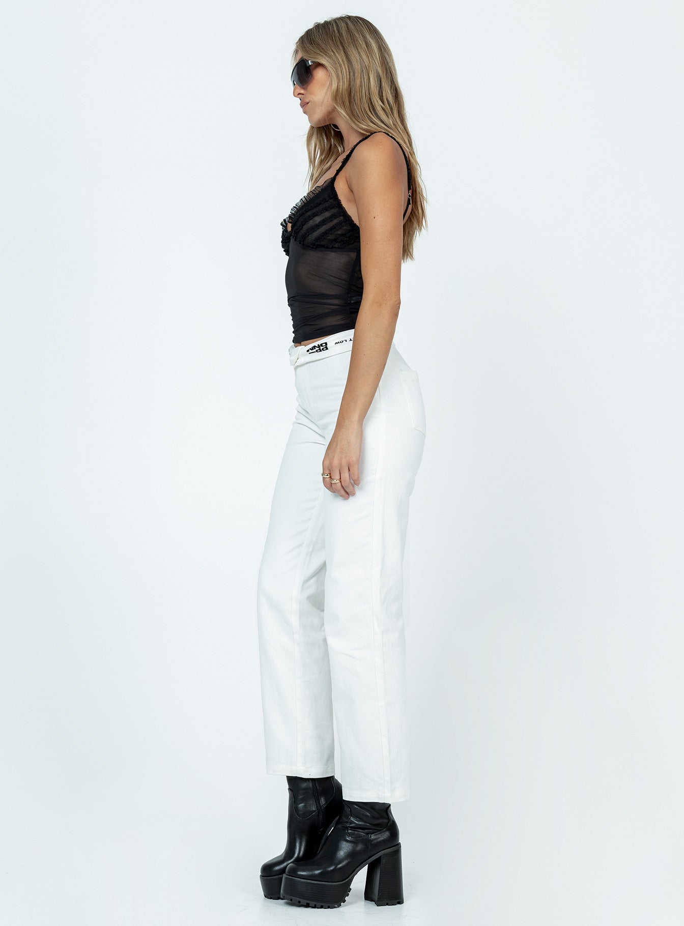 Dava Low Rise Pants White-Oh Mollys