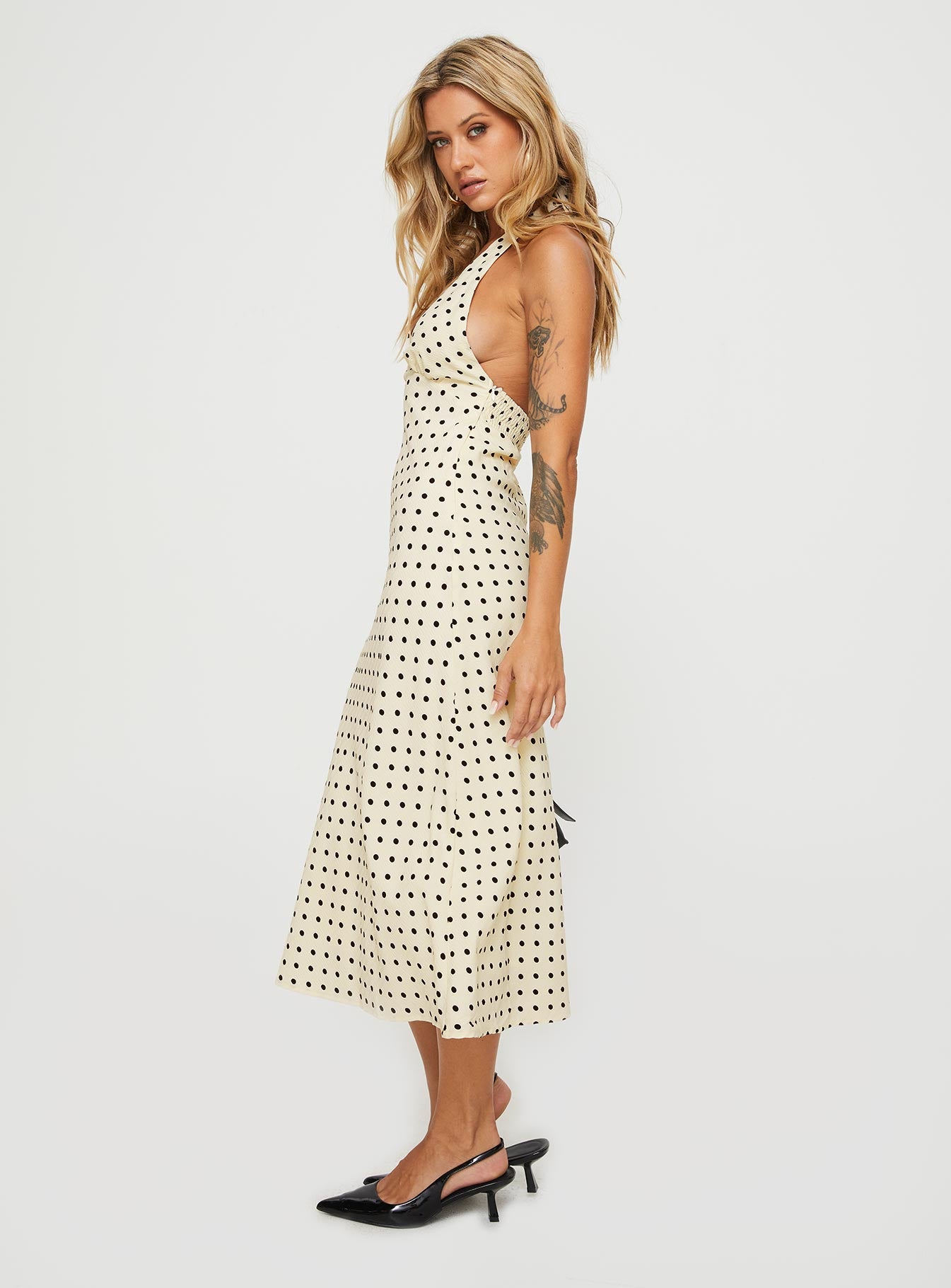 Kimbelle Halter Maxi Dress Cream / Polka Dot-Oh Mollys