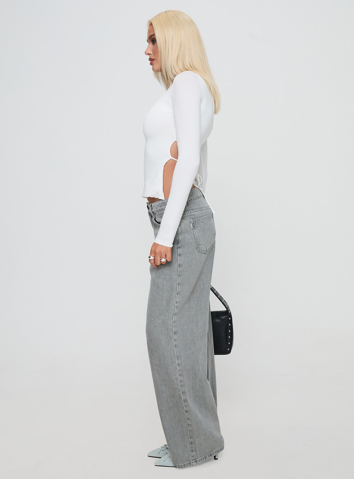 Ellanor Low Rise Slouch Denim Jeans Washed Grey Petite-Oh Mollys