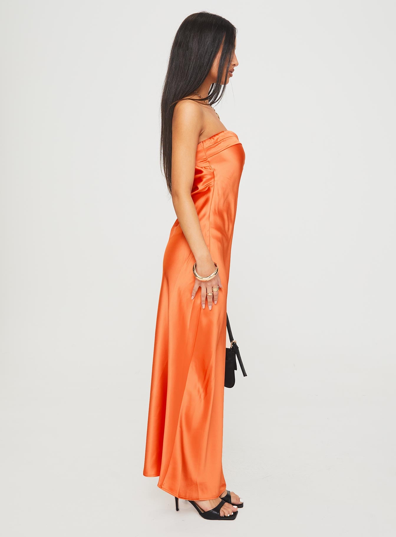 Citrus Kiss Strapless Maxi Dress Orange-Oh Mollys