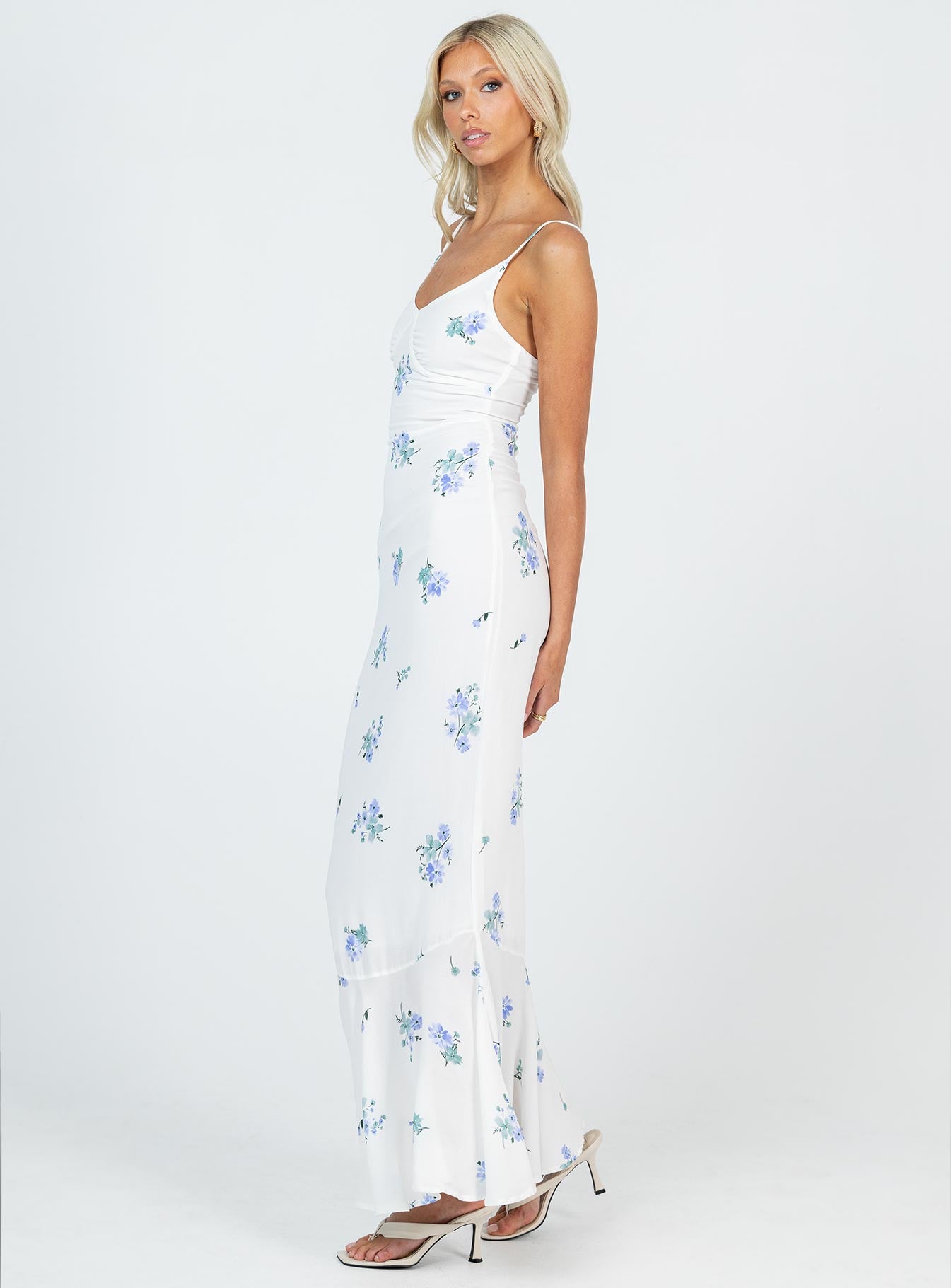 Sing Along Maxi Dress White / Blue Tall-Oh Mollys