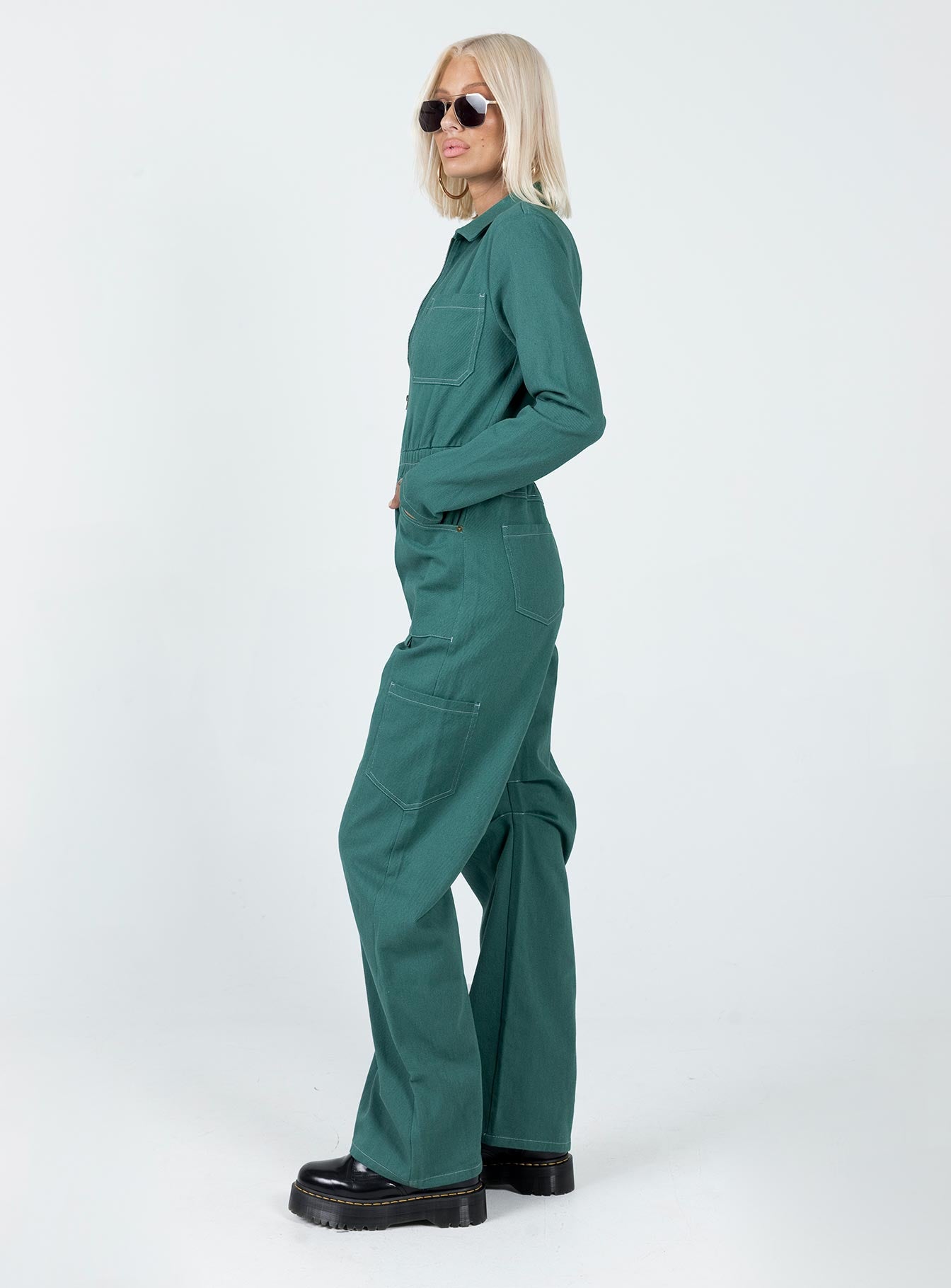 Miami Vice Boiler Suit Forest Green-Oh Mollys