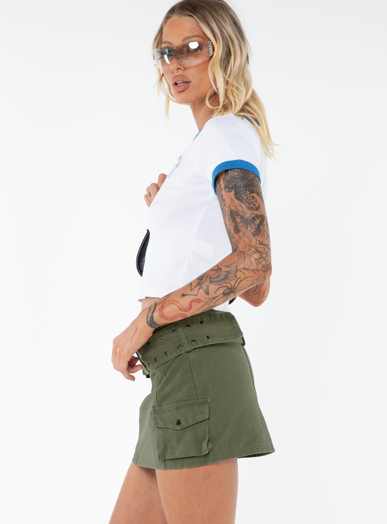 Iconic Cargo Mini Skirt Khaki Tall-Oh Mollys
