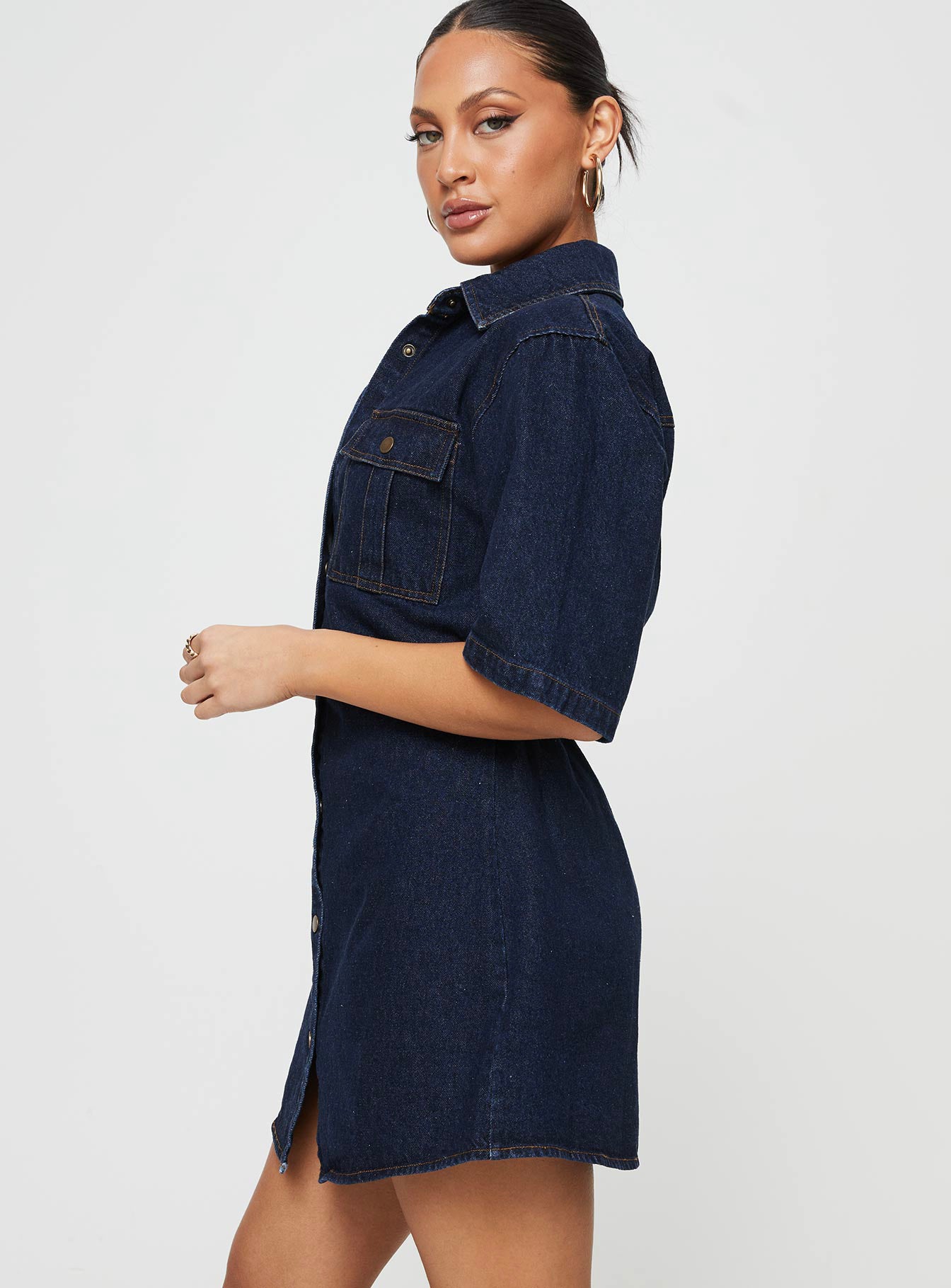 Davro Mini Dress Dark Wash Denim-Oh Mollys
