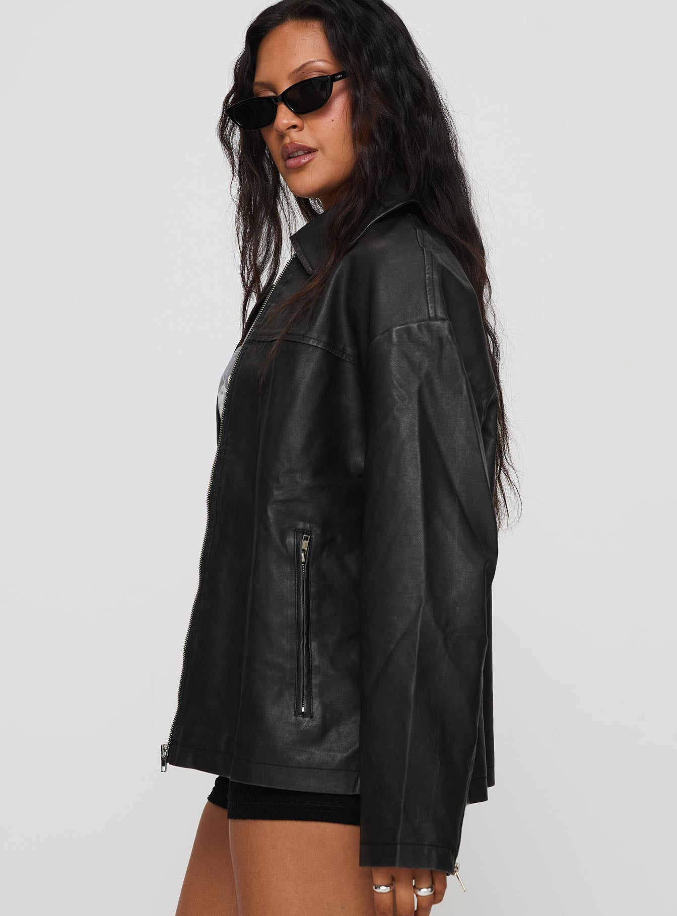 Napoleon Faux Leather Jacket Black-Oh Mollys