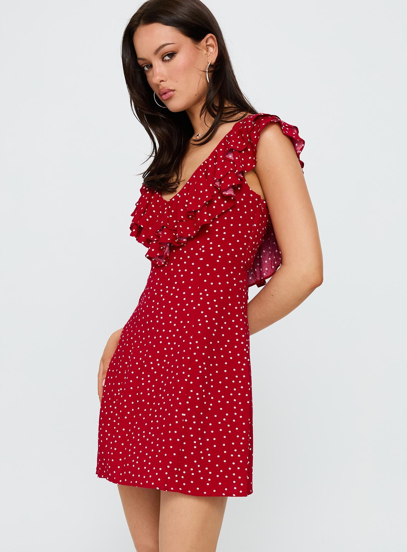 Cherry Schnapps Flutter Mini Dress Red Polka-Oh Mollys
