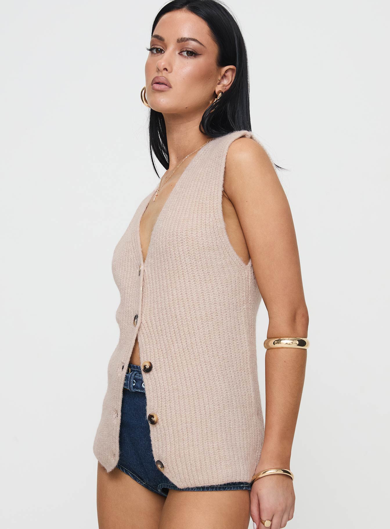 Nowah Knit Vest Beige-Oh Mollys