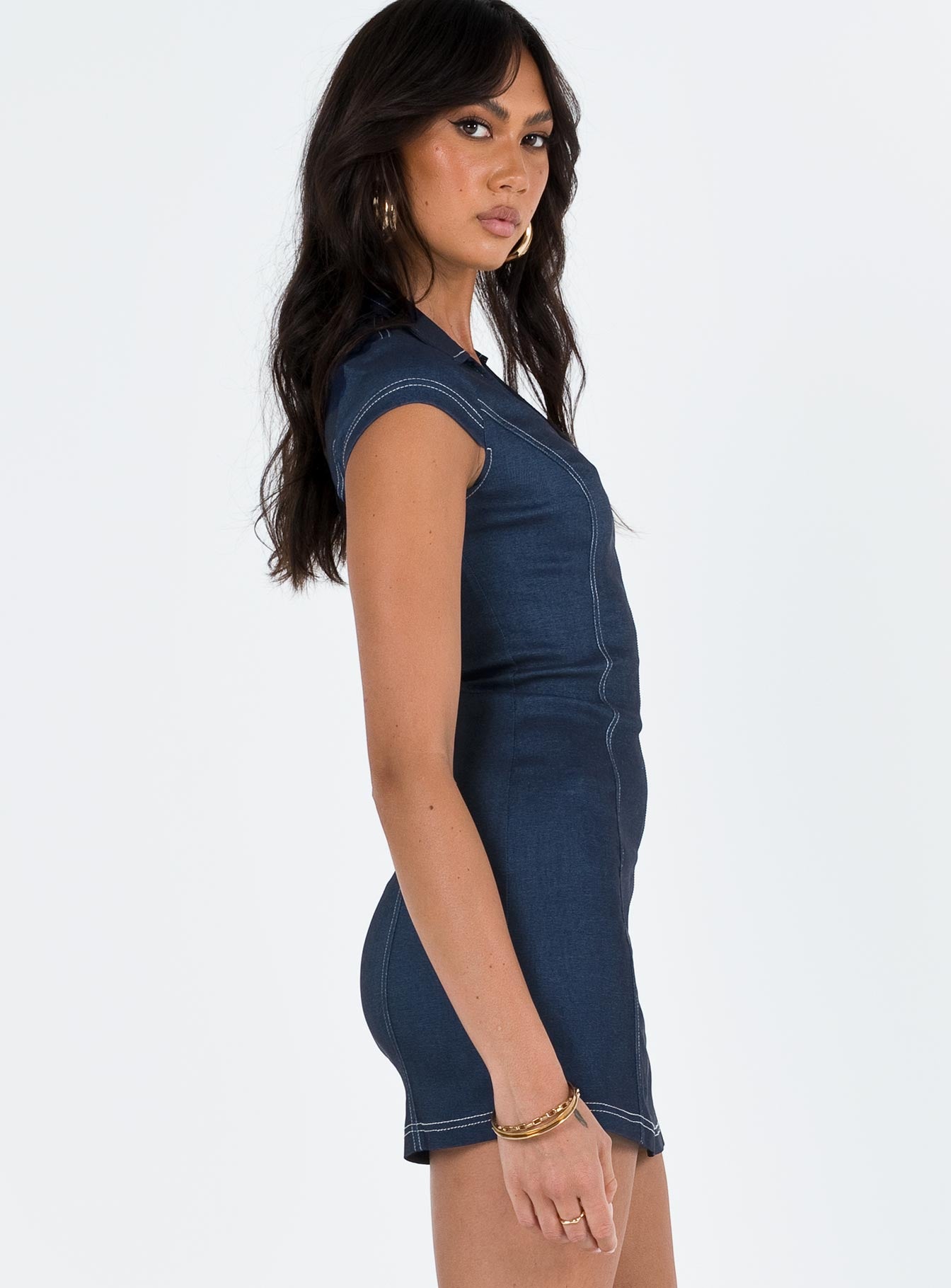 Navedo Denim Mini Dress Dark Blue-Oh Mollys