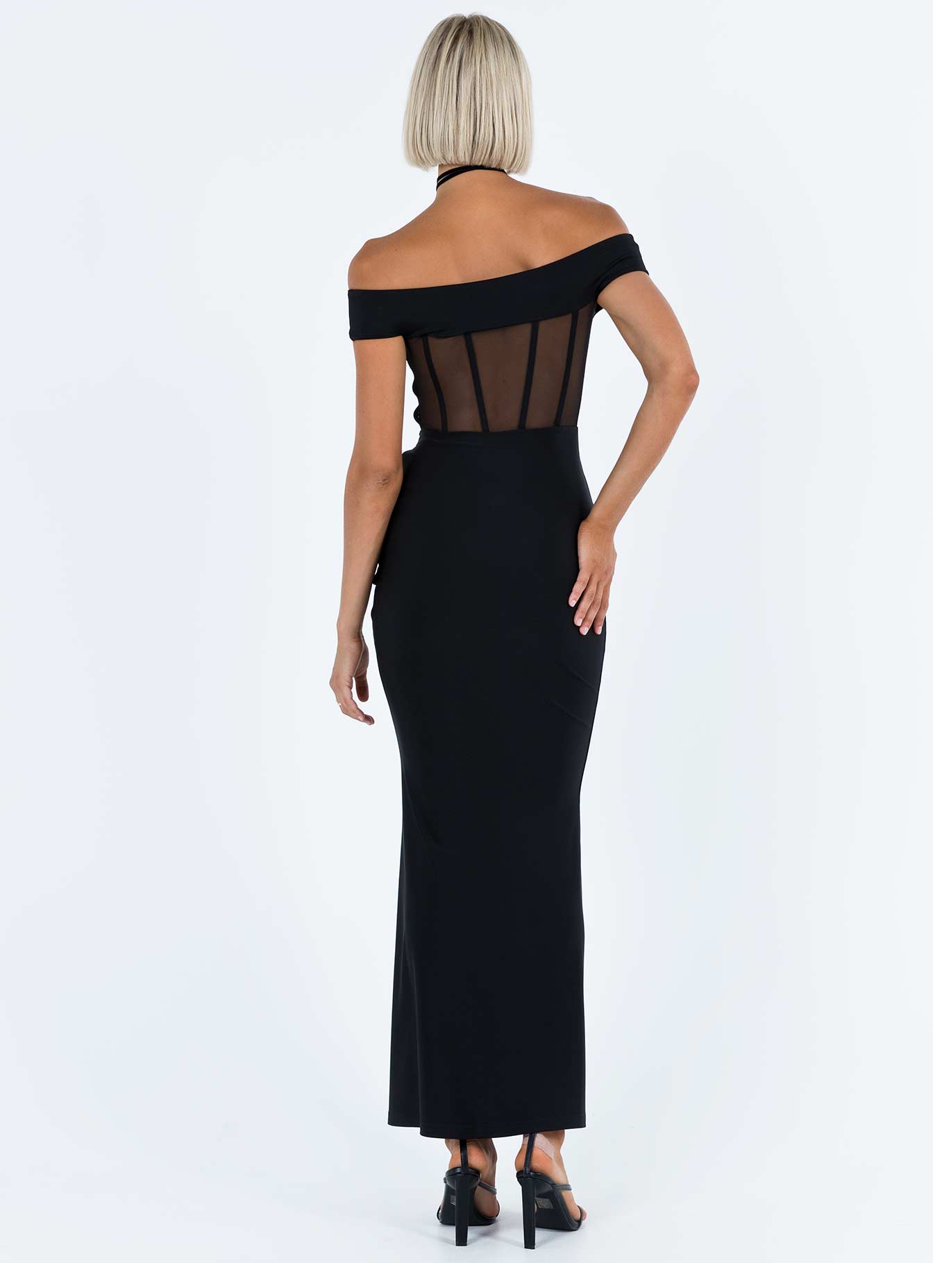 Cassady Off The Shoulder Maxi Dress Black-Oh Mollys