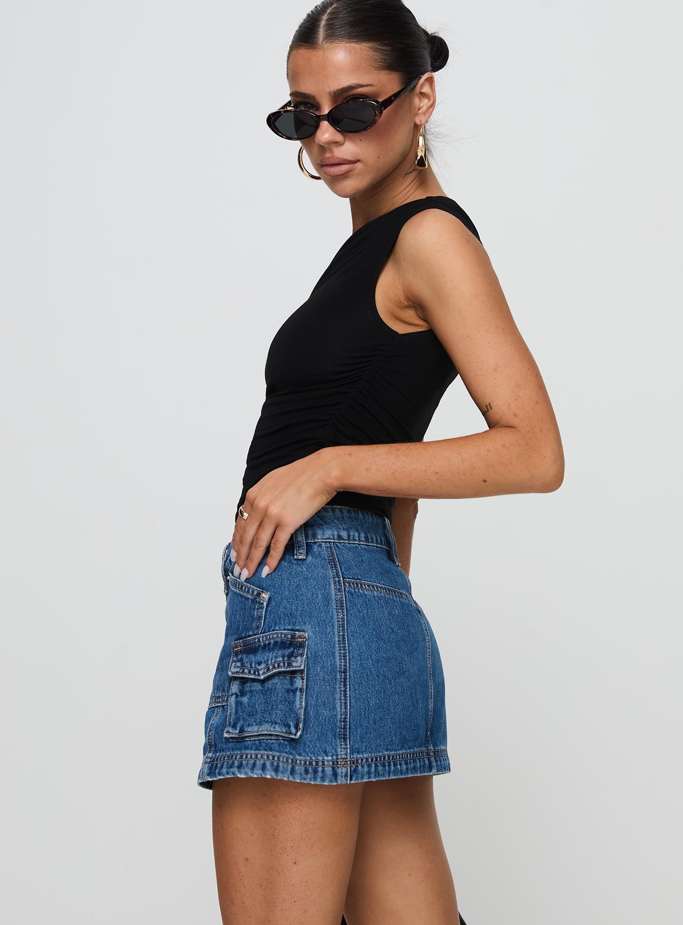 Pacific Coast Denim Cargo Skirt Dark Wash-Oh Mollys