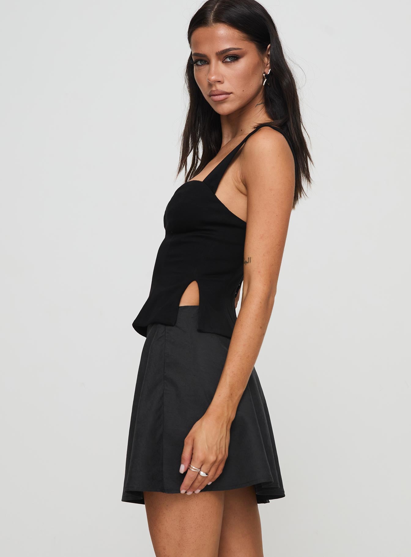 Dapple Bias Mini Skirt Black-Oh Mollys