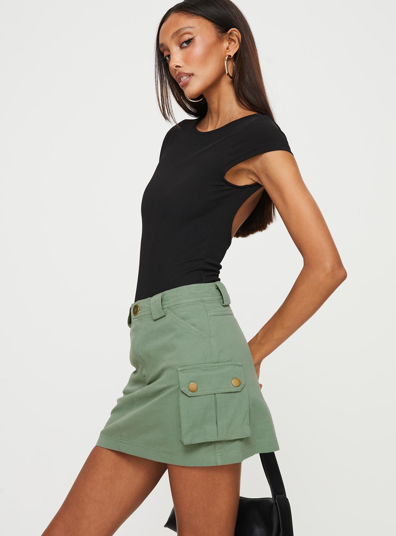 Lydie Cargo Mini Skirt Green-Oh Mollys