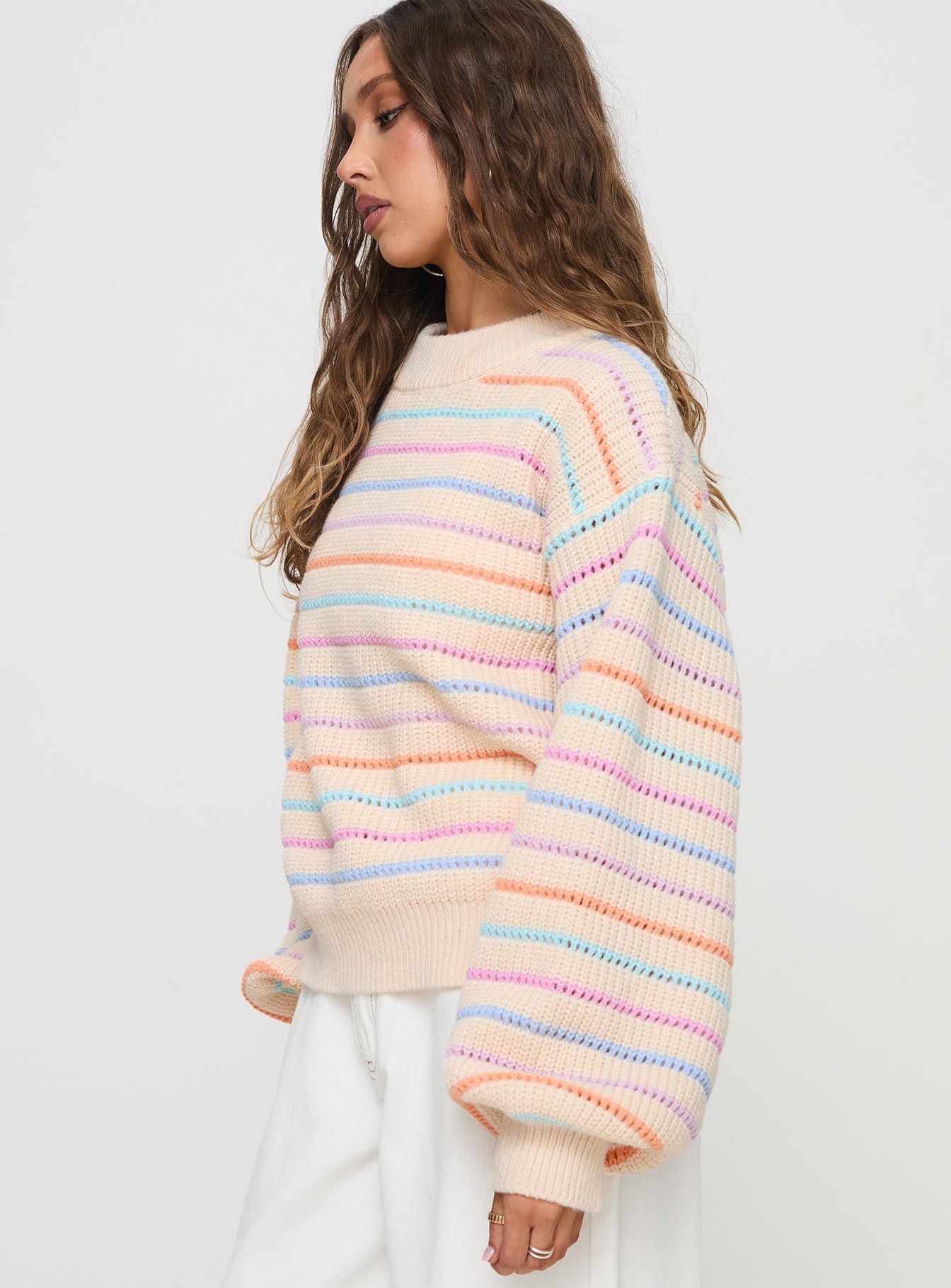 Harmony Balloon Sleeve Knit Sweater Multi-Oh Mollys