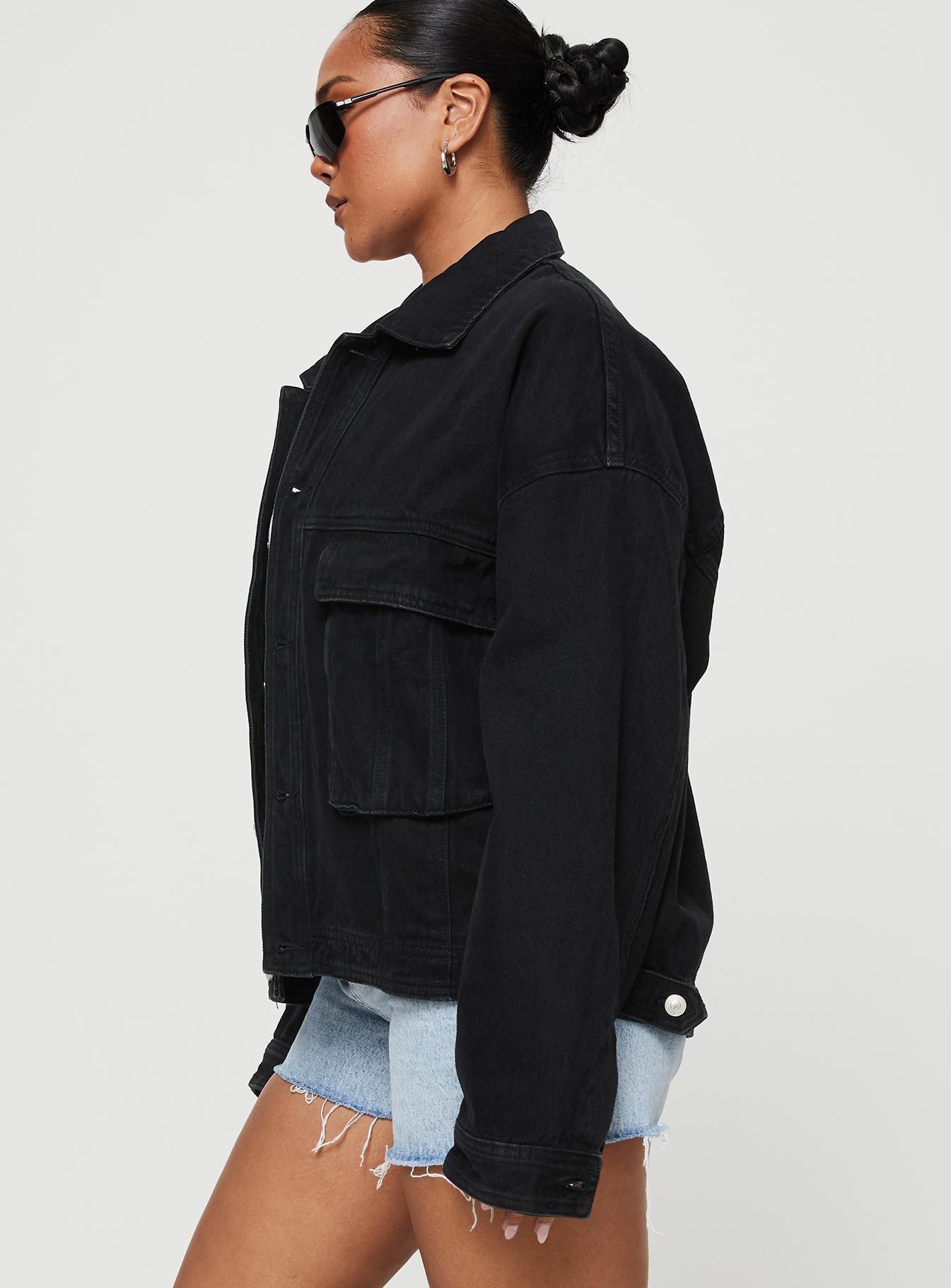 Kier Oversized Jacket Denim Black-Oh Mollys