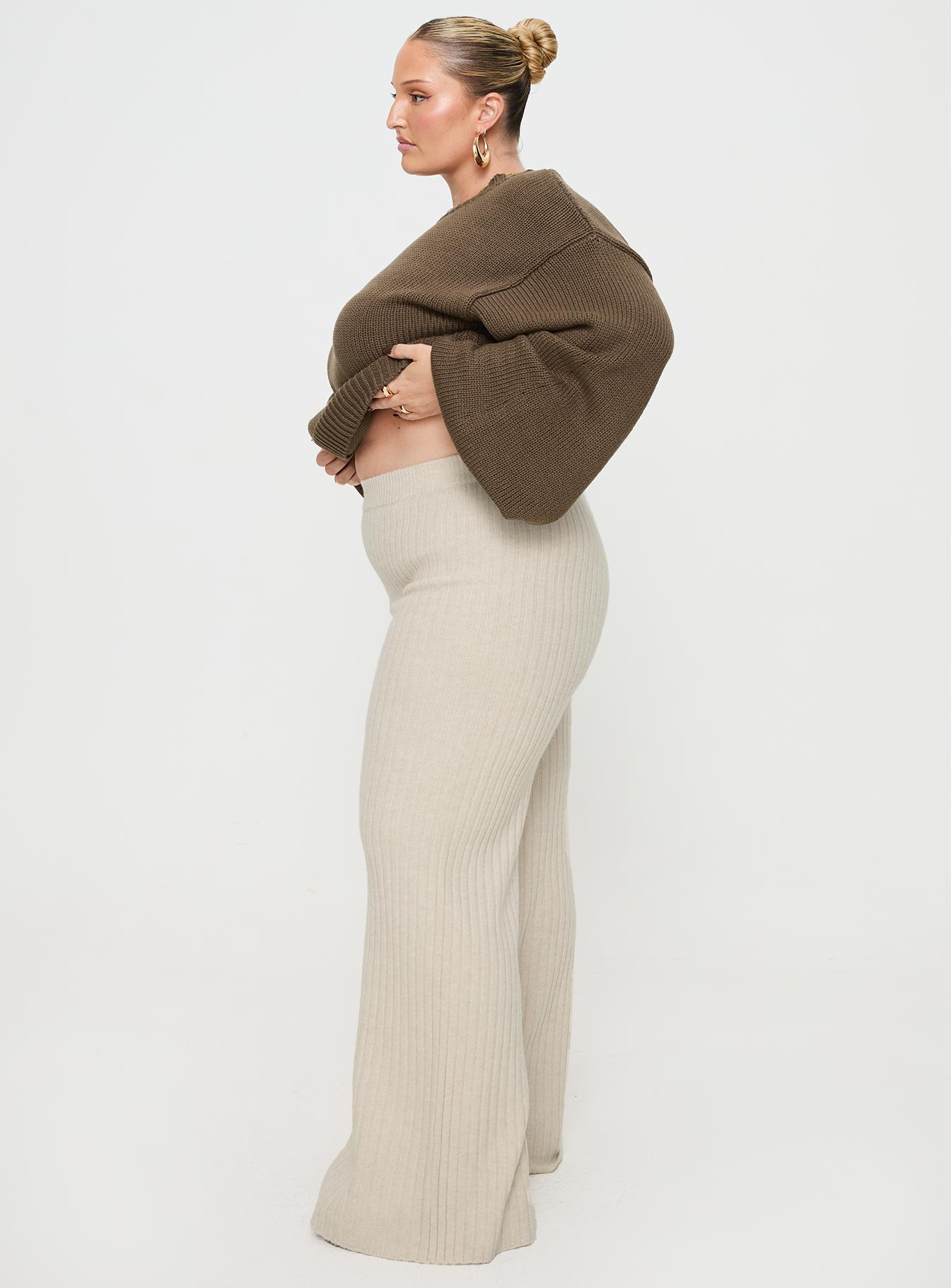 Montana Knit Pants Cream Curve-Oh Mollys