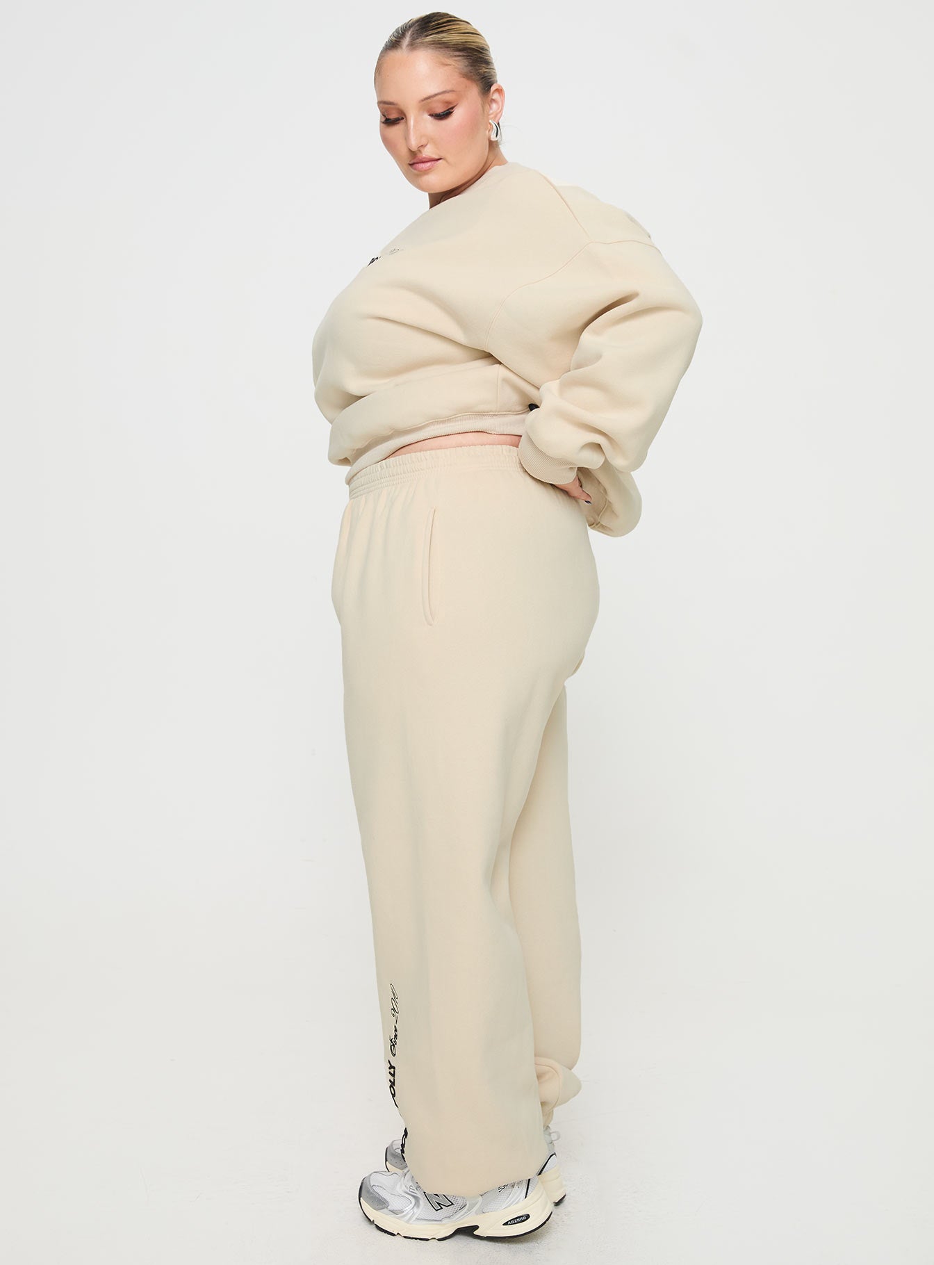 Oh Mollys Track Pants Block / Cursive Text Stone Curve-Oh Mollys