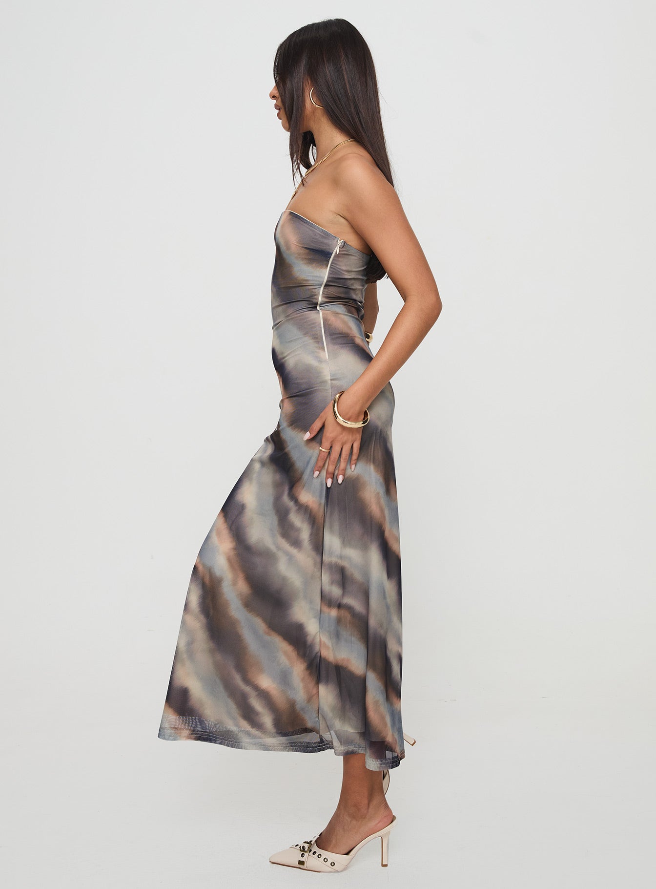 Pinacle Strapless Maxi Dress Brown-Oh Mollys