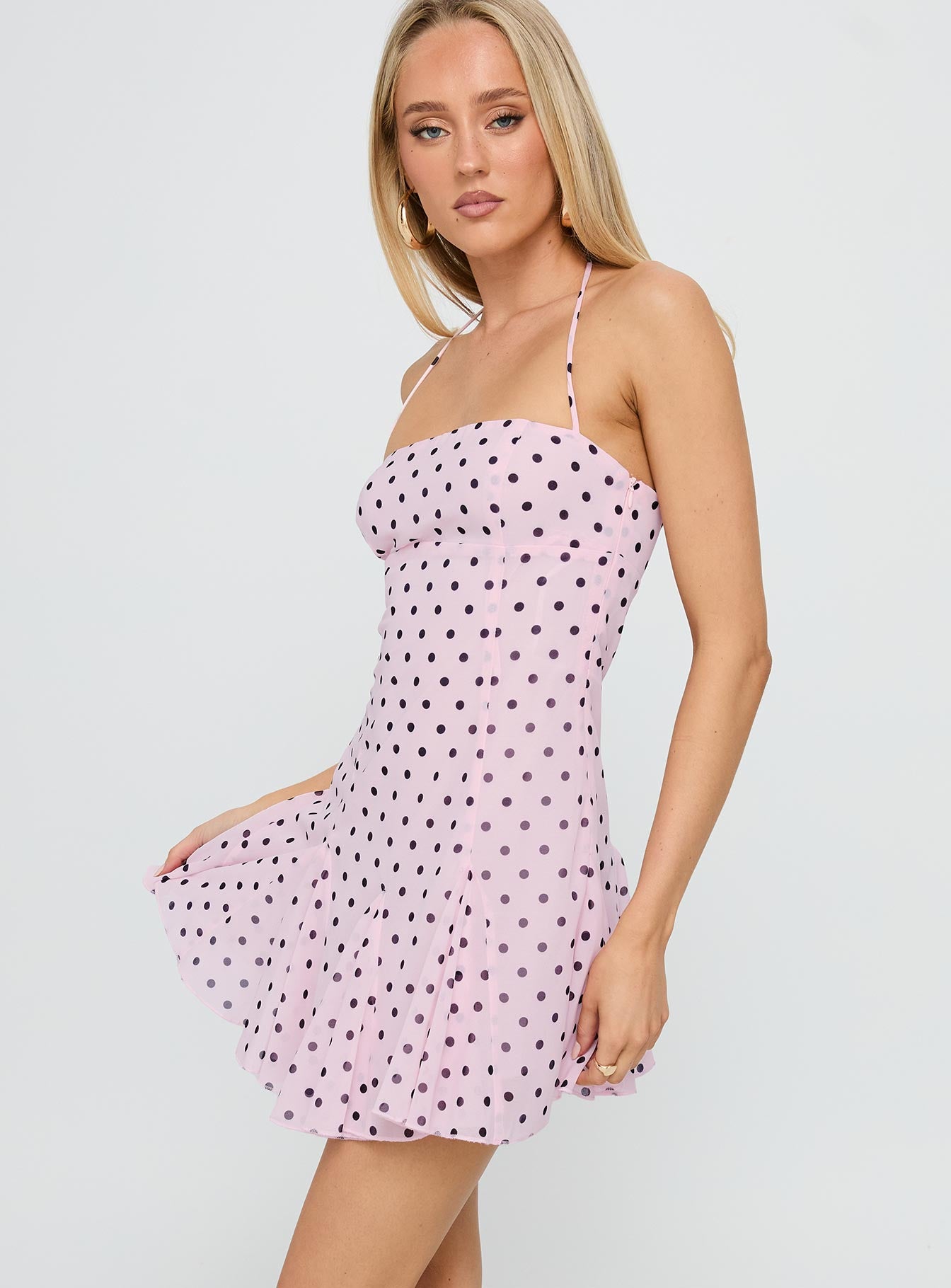Delamere Mini Dress Pink / Black Polka-Oh Mollys