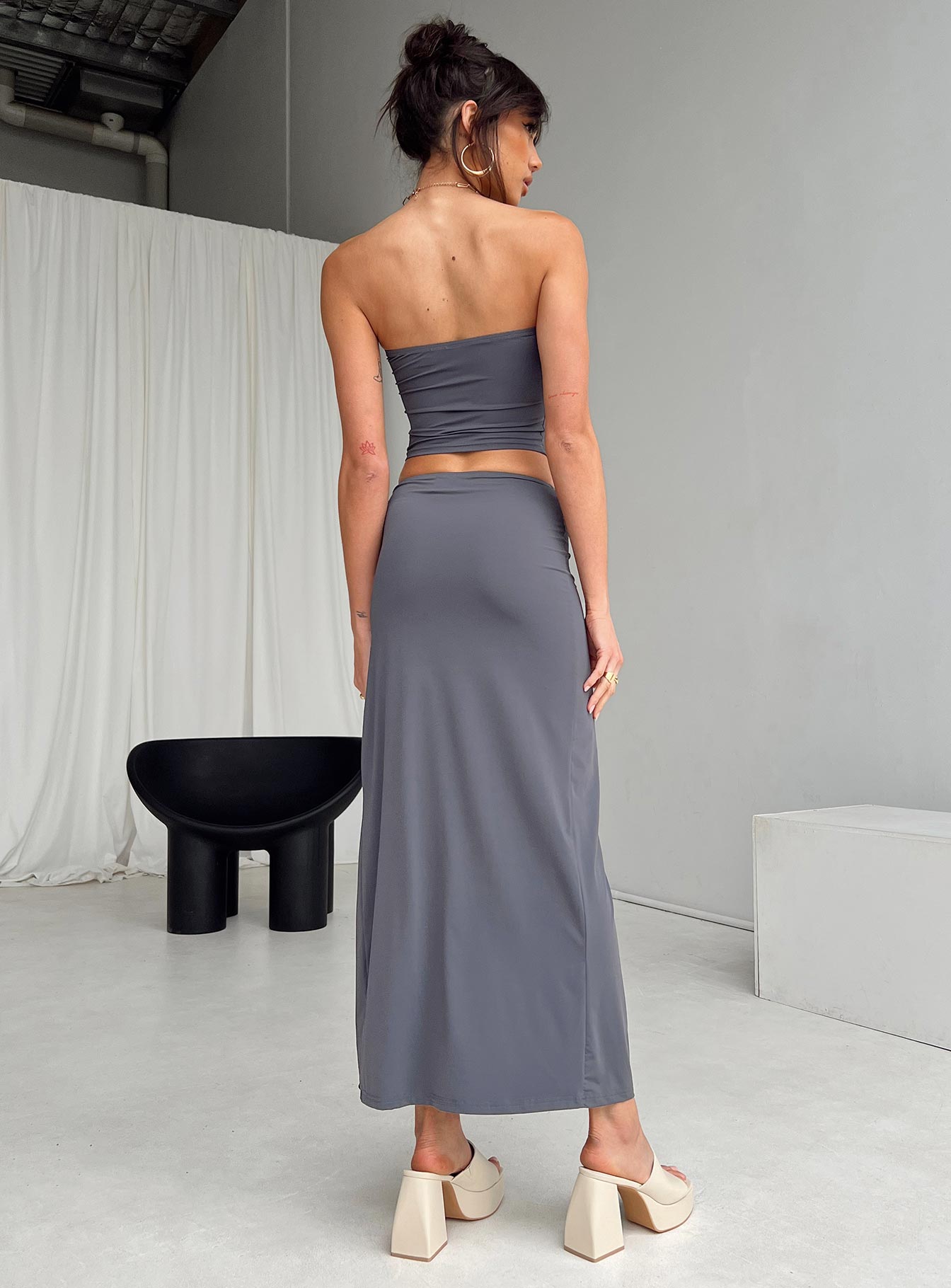 Lowell Maxi Skirt Grey-Oh Mollys