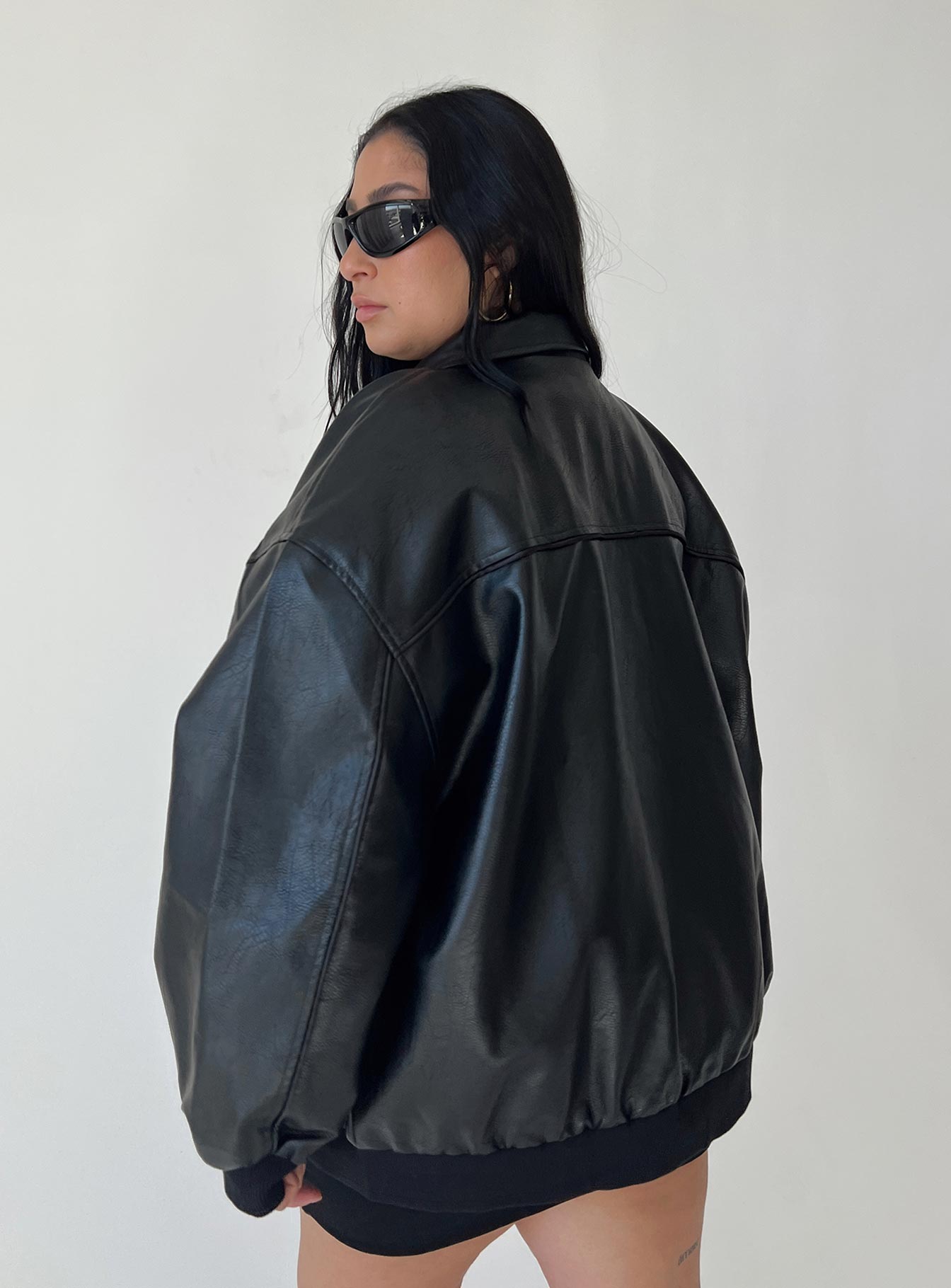 Goldsmith PU Bomber Jacket Black Curve-Oh Mollys