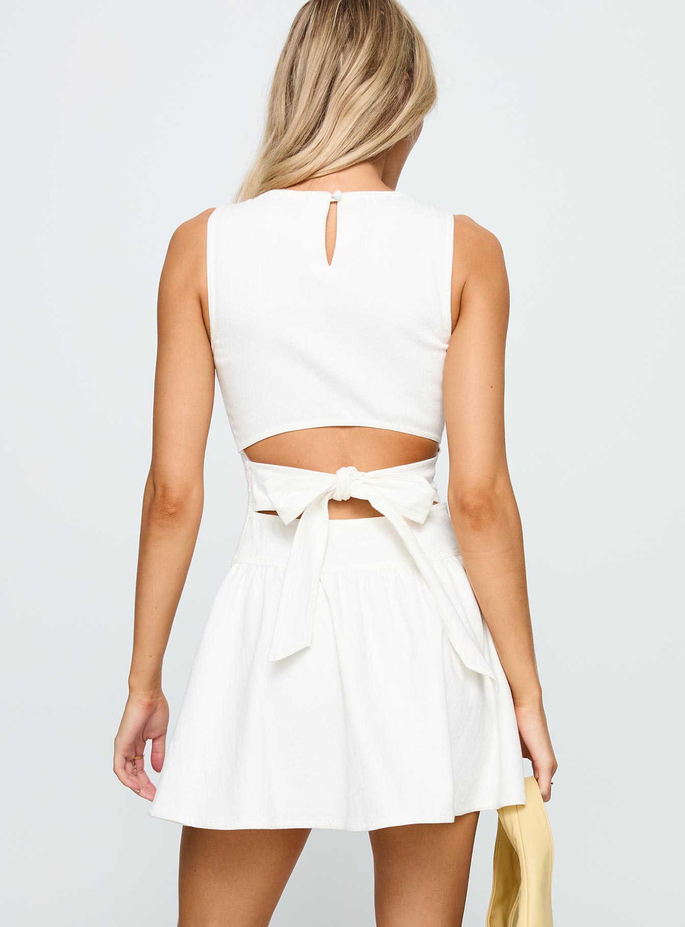 Faela Tie Back Mini Dress White-Oh Mollys