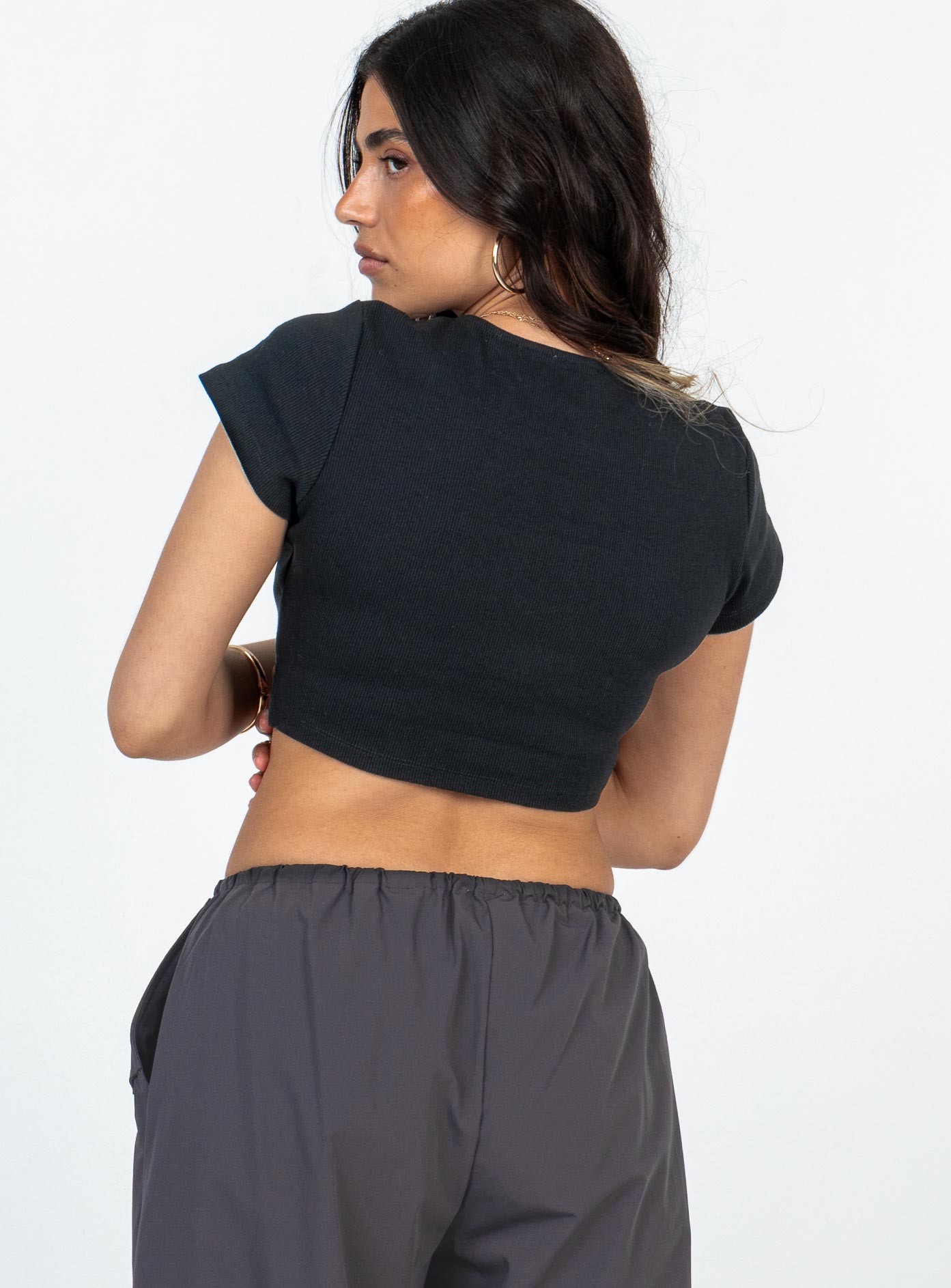 Classic Crop Tee Black Petite-Oh Mollys