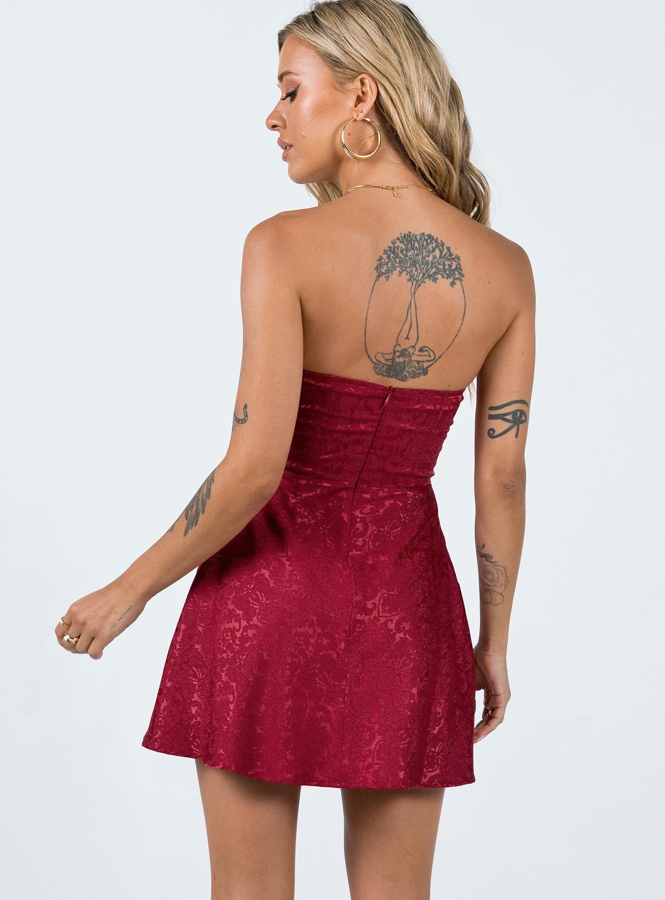 Lenette Mini Dress Burgundy-Oh Mollys