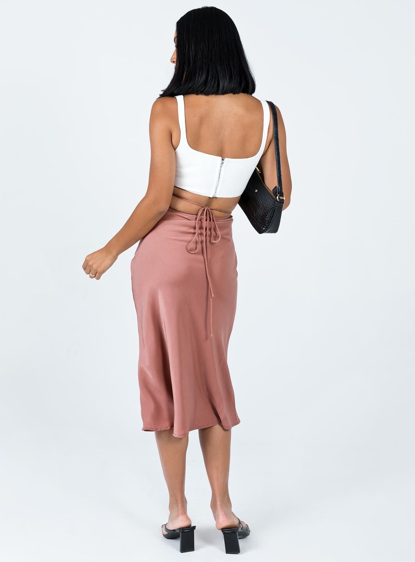 Seylena Midi Skirt Brown-Oh Mollys