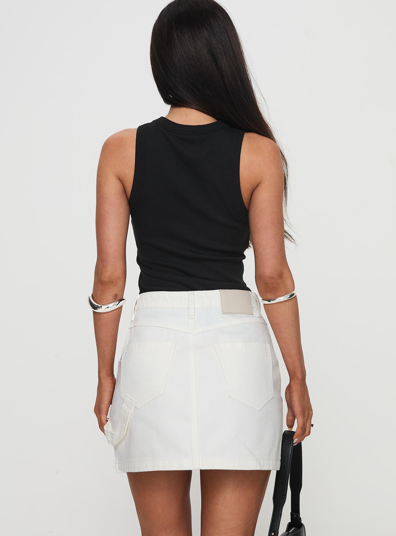 Chillders Denim Mini Skirt White-Oh Mollys