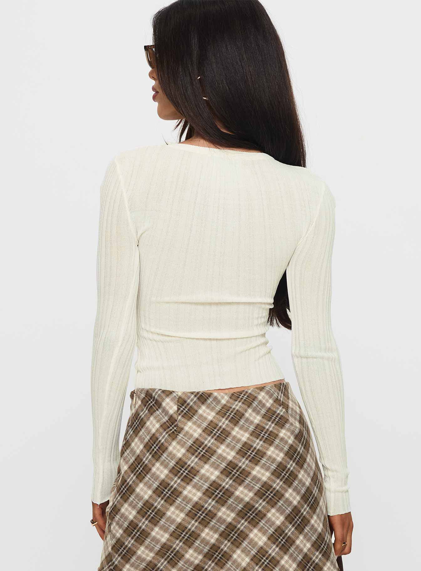 Rylin Long Sleeve Top Cream-Oh Mollys