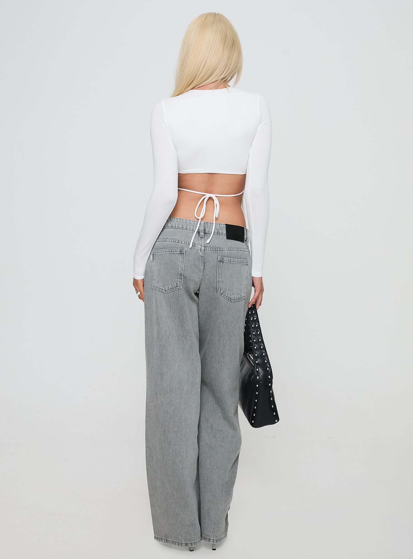 Ellanor Low Rise Slouch Denim Jeans Washed Grey Petite-Oh Mollys