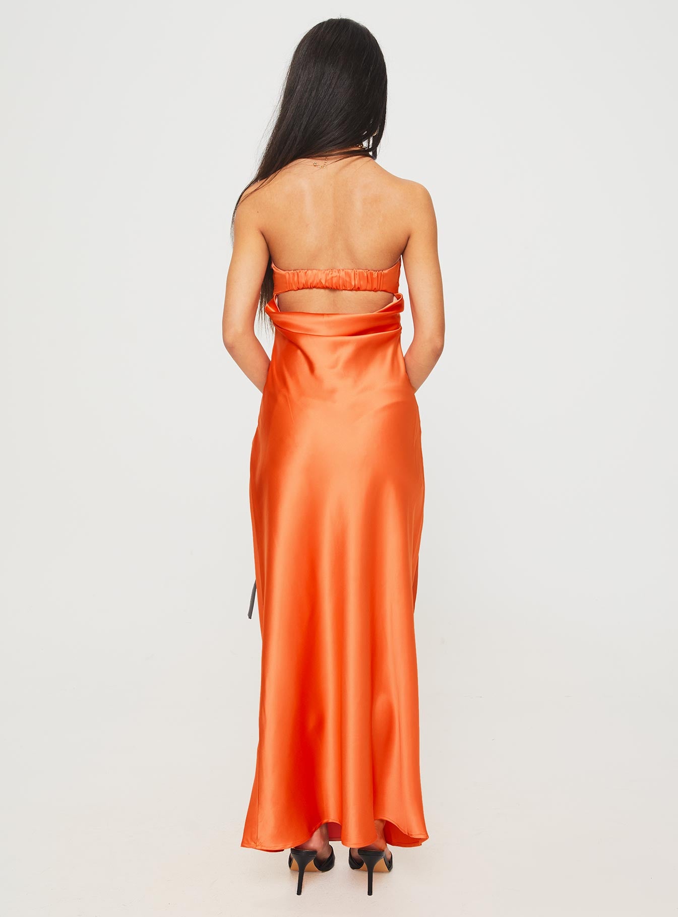 Citrus Kiss Strapless Maxi Dress Orange-Oh Mollys