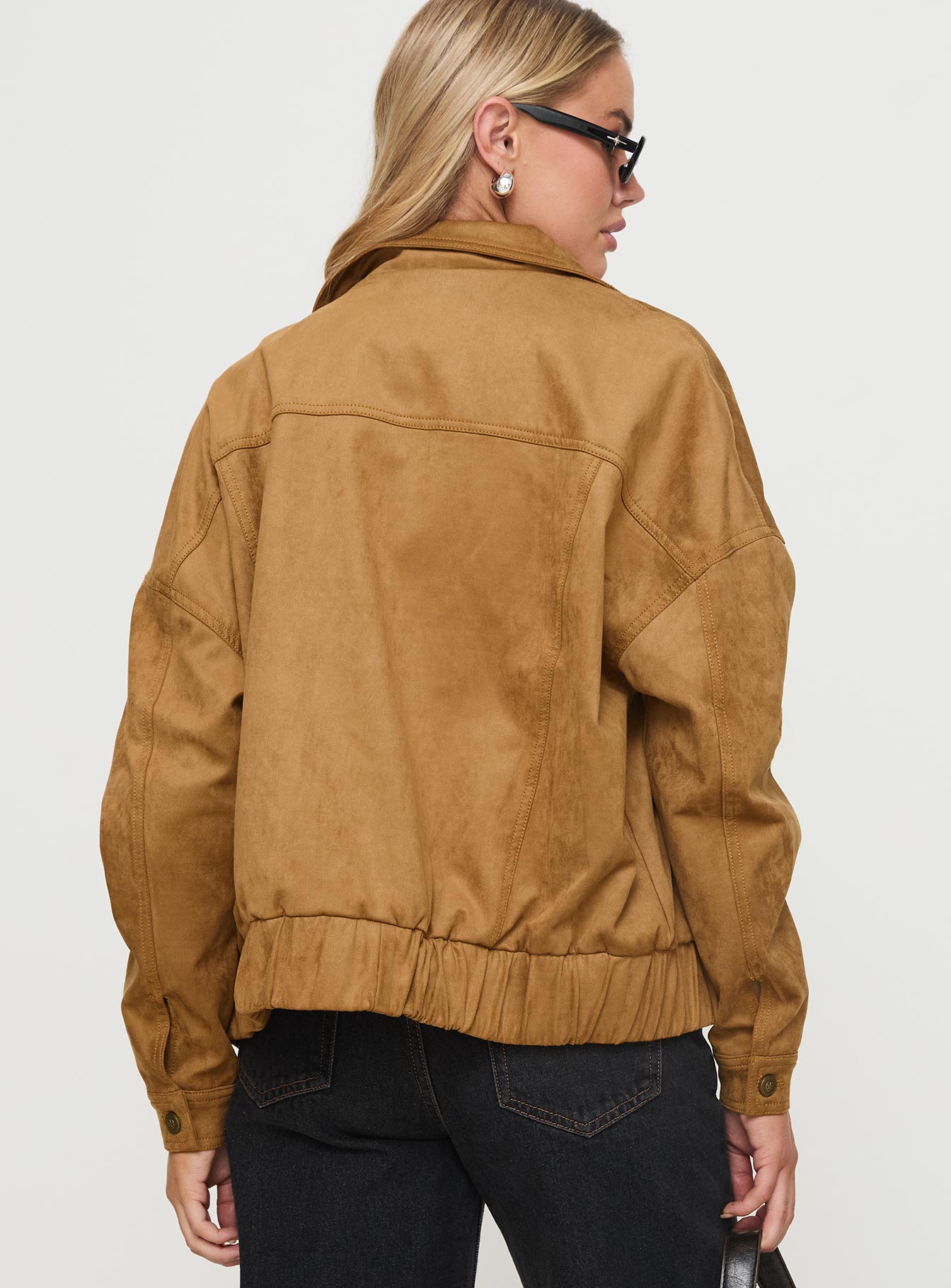 Ristretto Faux Suede Bomber Brown-Oh Mollys